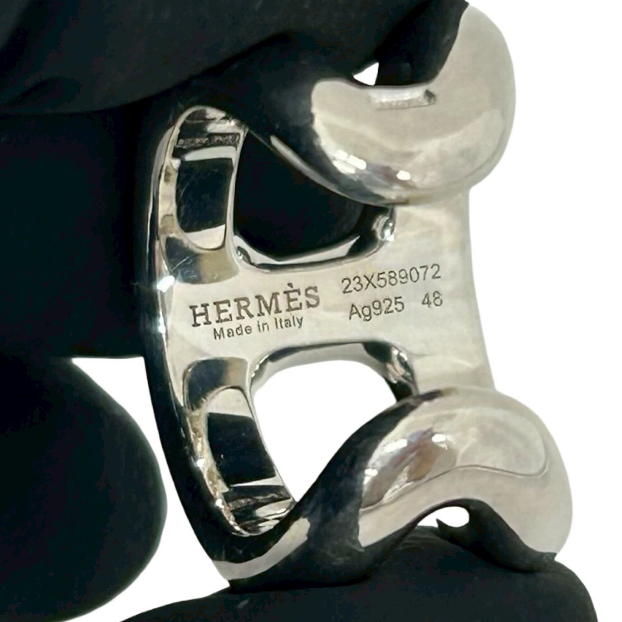 Hermes Silver Silver 925 Band Ring (Pre-Owned)