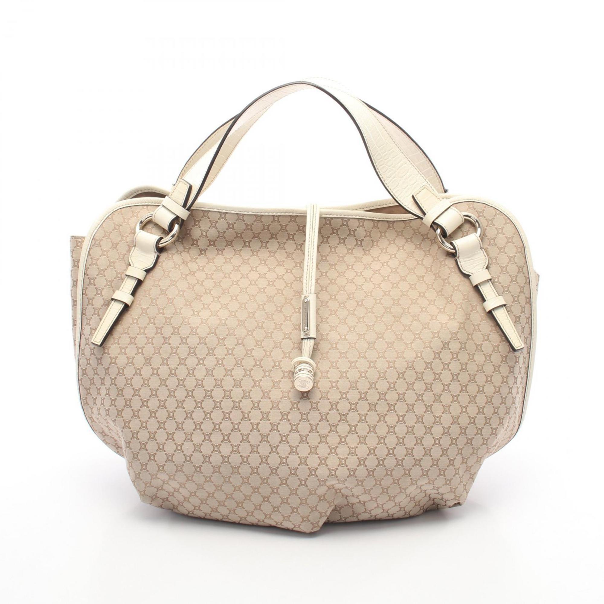 Celine Beige Ivory Coated Canvas Leather Handbag Tote Bag (Pre-Owned)