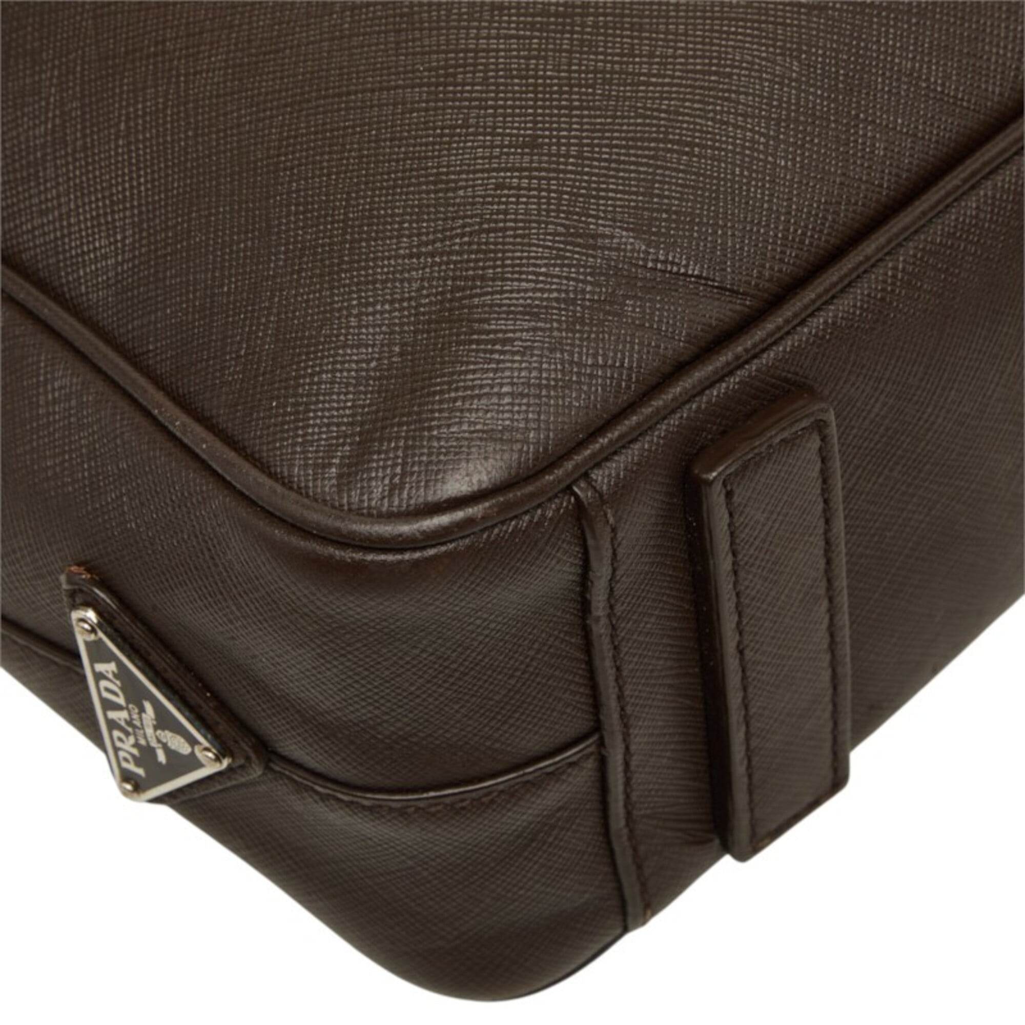 Prada Brown Leather Briefcase (Pre-Owned)