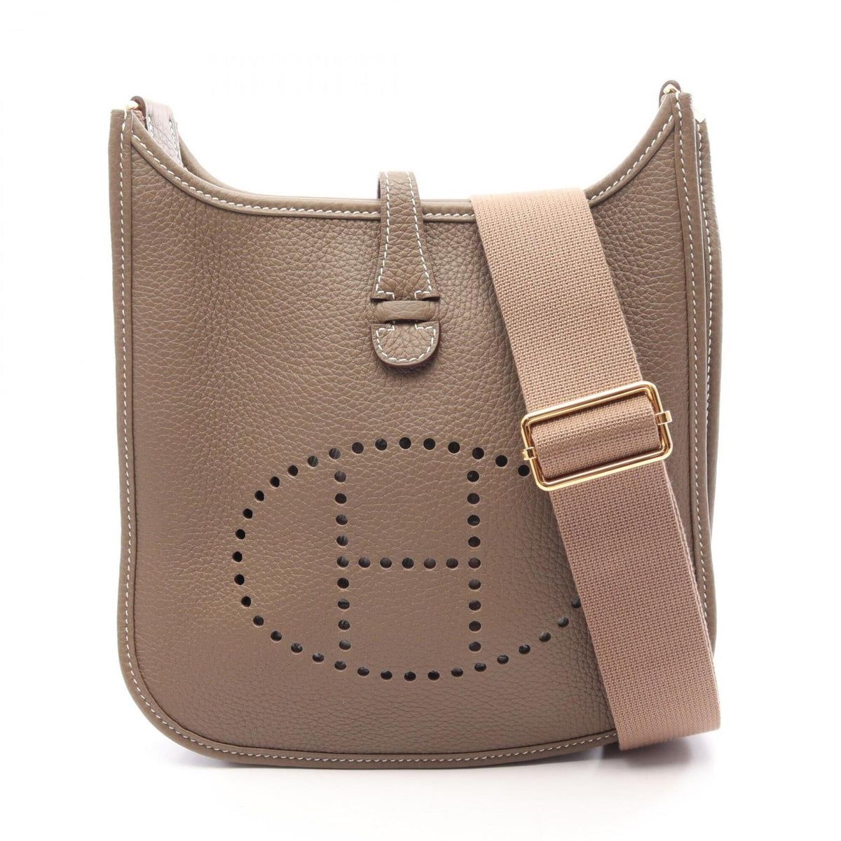 Hermes Etoupe Gray Taurillon Clemence Leather Handbag Shoulder Bag (Pre-Owned)