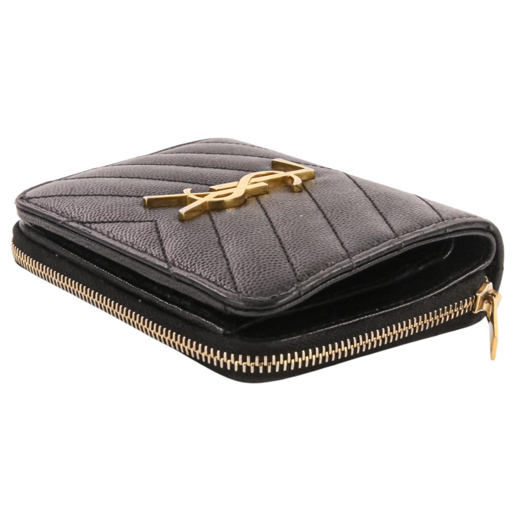 Yves Saint Laurent Black Leather Wallet (Bi-Fold) (Pre-Owned)