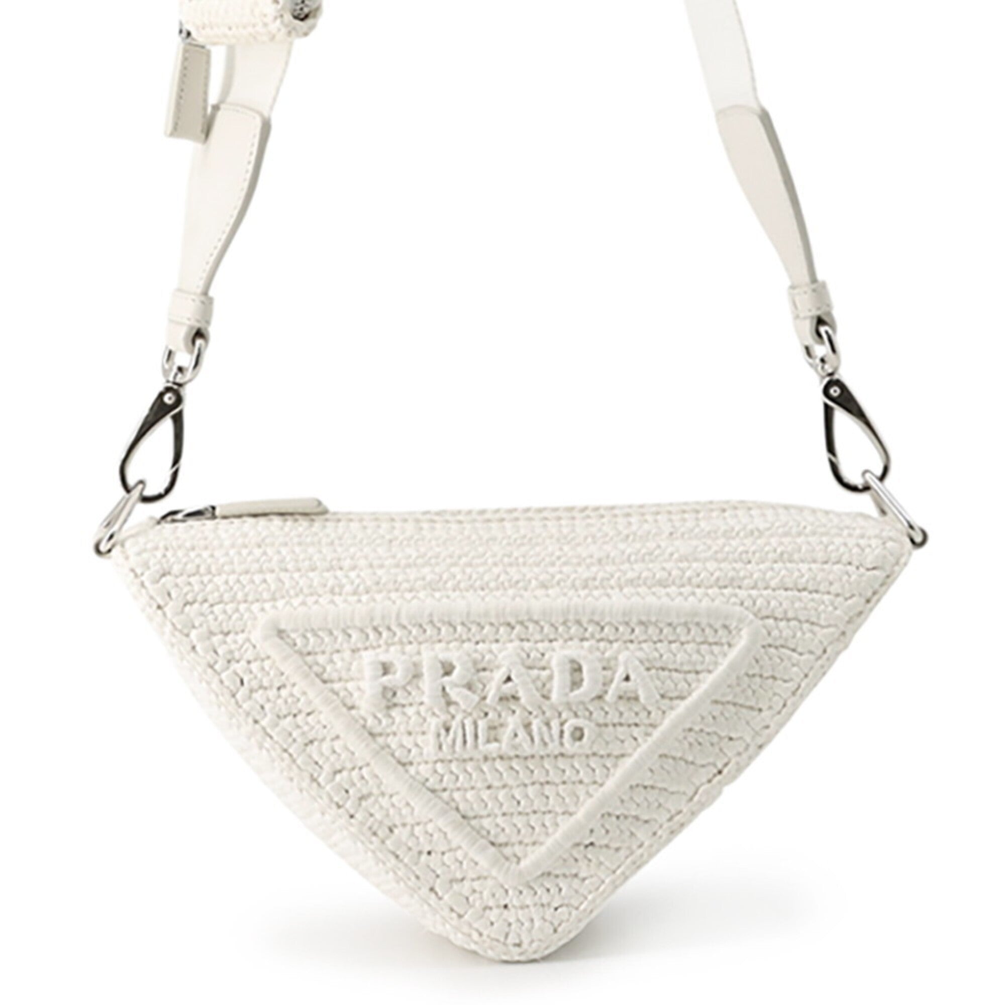 Prada White Raffia Handbag Shoulder Bag (Pre-Owned)