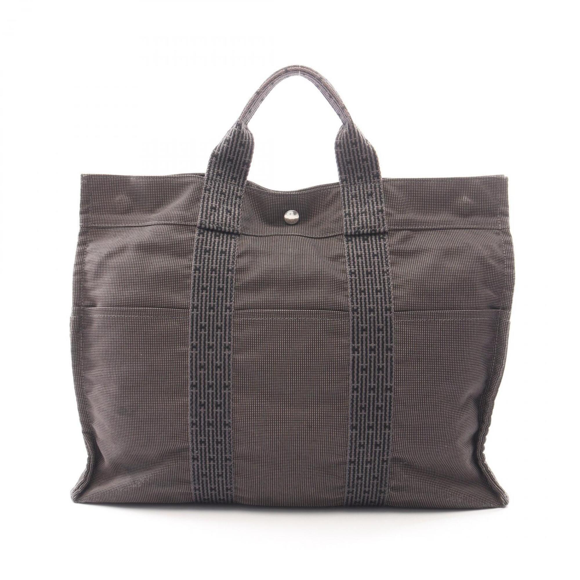 Hermes Gray Nylon Canvas Handbag Tote Bag (Pre-Owned)