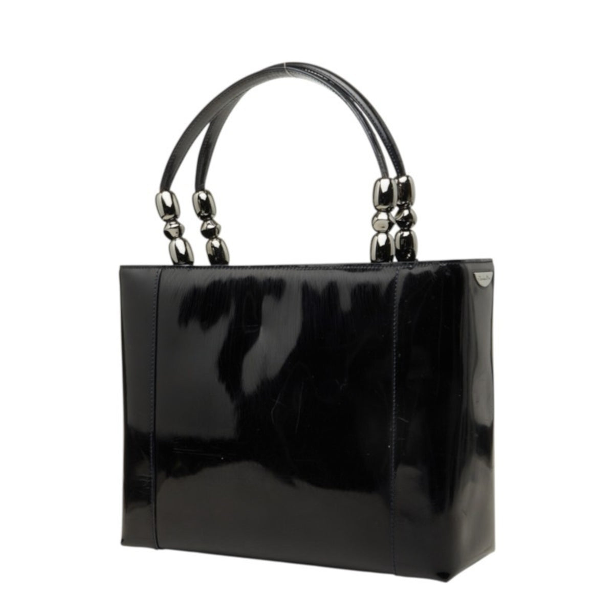 Christian Dior Navy Patent Leather Handbag Shoulder Bag (Pre-Owned)