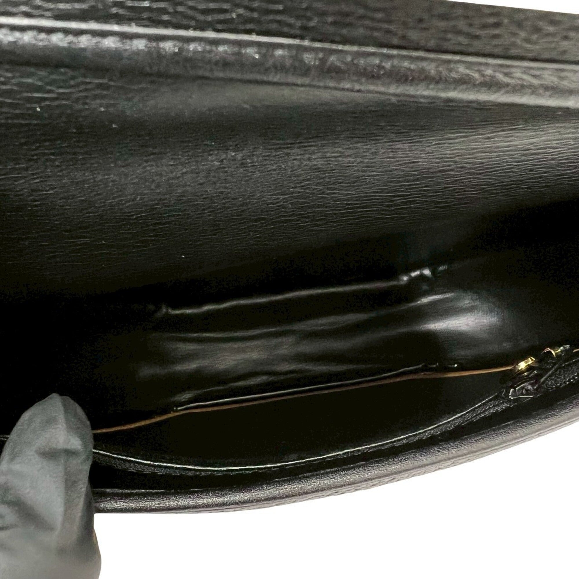 Christian Dior Black Brown Leather Pochette Shoulder Bag (Pre-Owned)