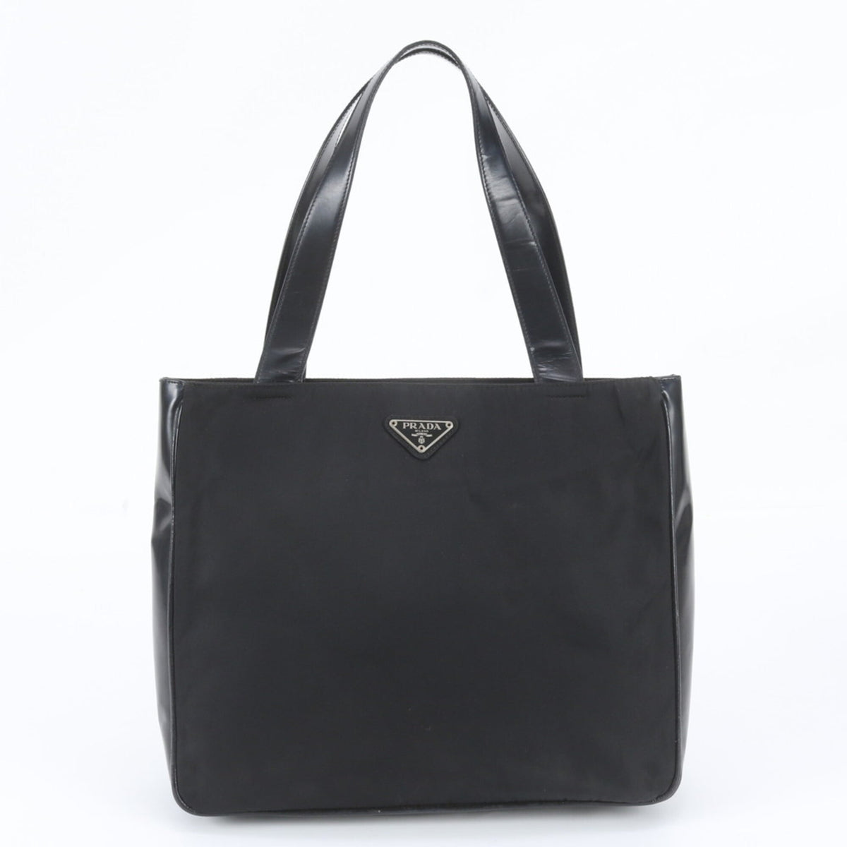 Prada Black Leather Nylon Shoulder Bag Tote Bag (Pre-Owned)