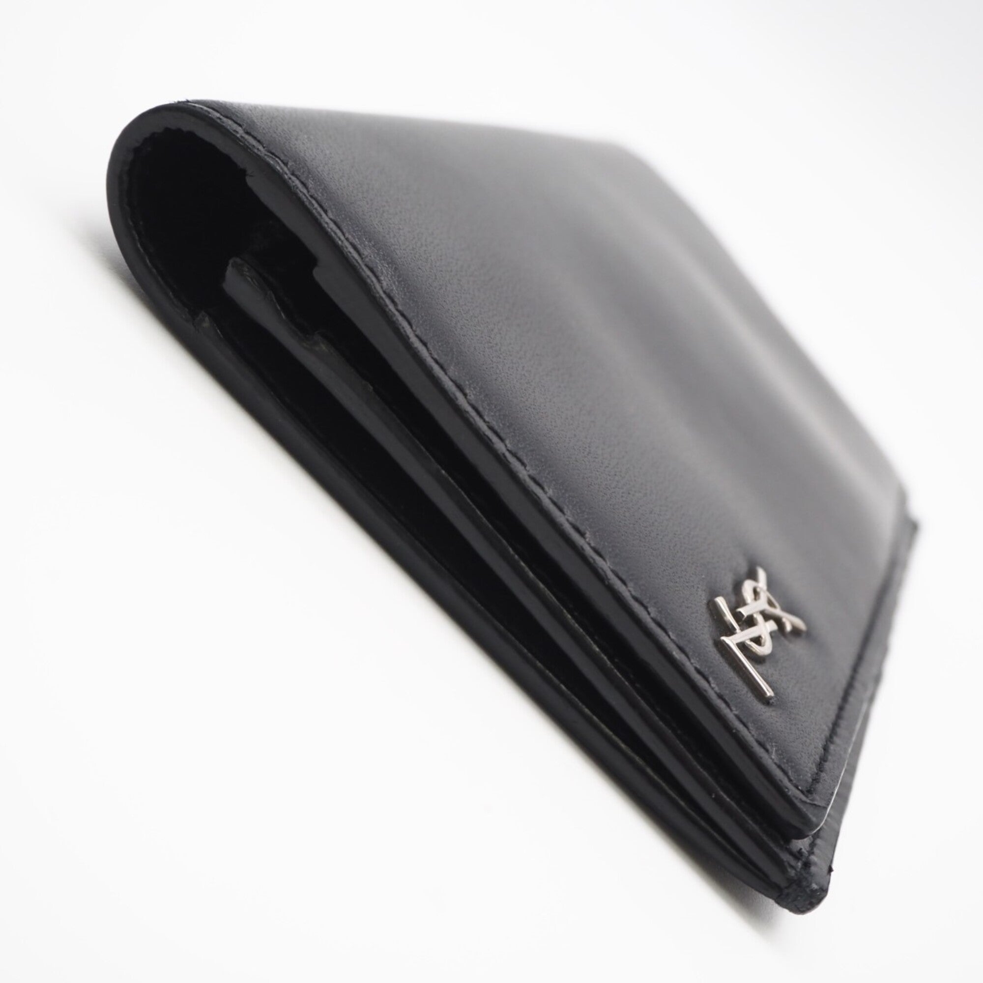 Yves Saint Laurent Black Leather Long Wallet (Bi-Fold) (Pre-Owned)