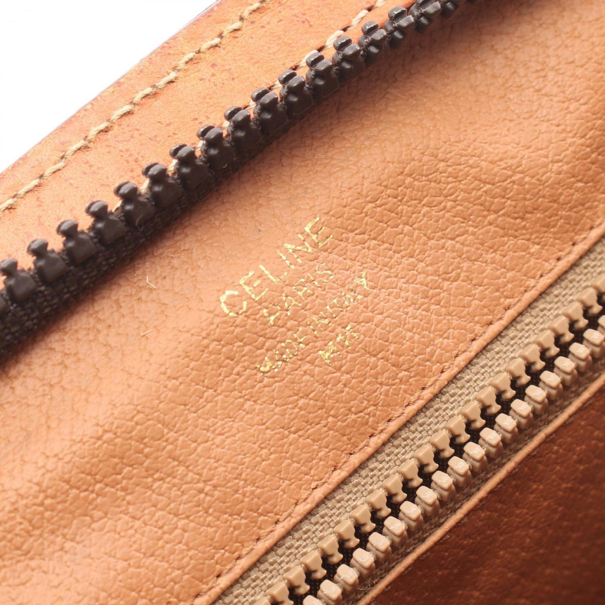 Celine Brown Coated Canvas Leather Clutch Bag Handbag (Pre-Owned)