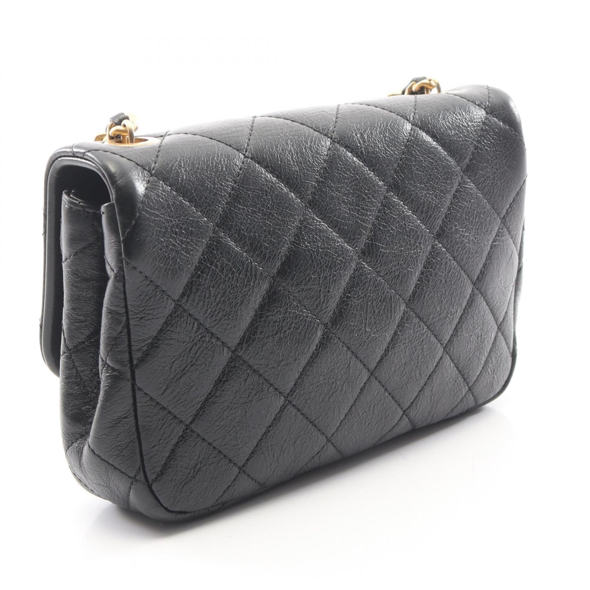 Chanel Matelasse Black Leather Handbag Shoulder Bag (Pre-Owned)