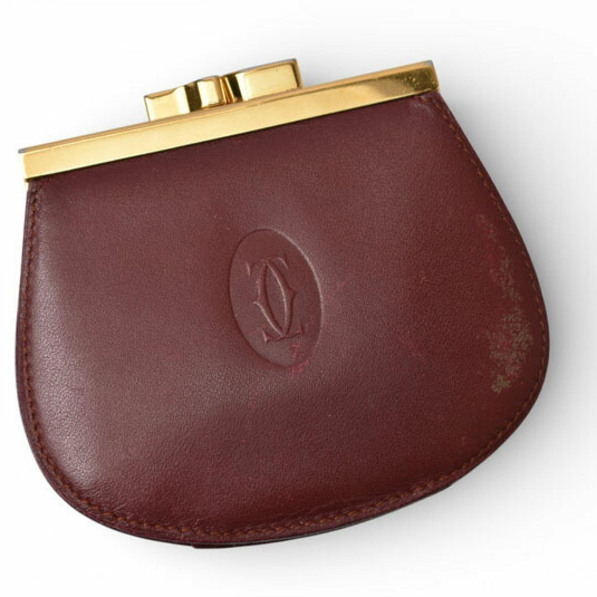 Cartier Must Bordeaux Leather Coin Purse/Coin Case (Pre-Owned)