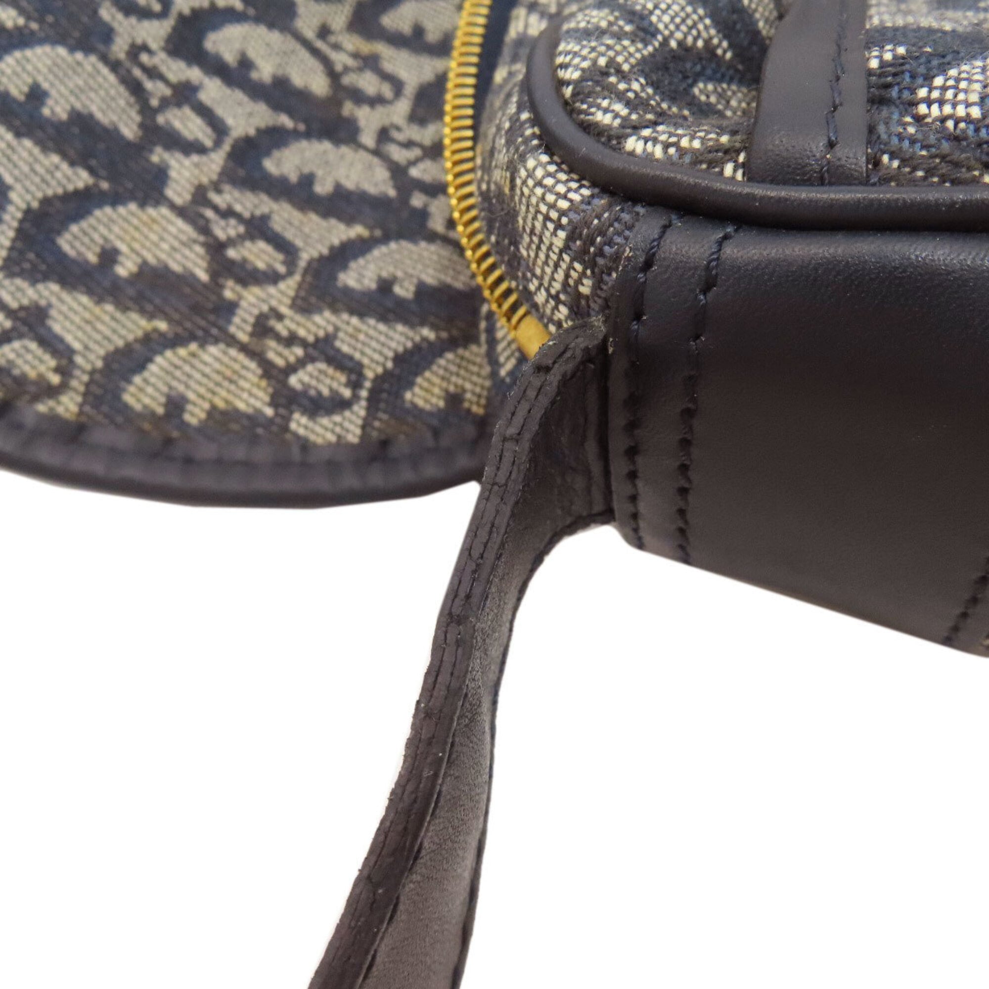 Christian Dior Trotter Navy Canvas Shoulder Bag (Pre-Owned)