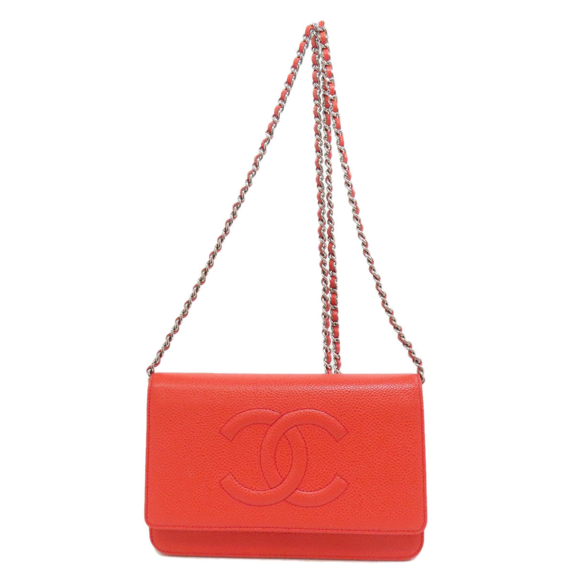 Chanel Red Color Caviar Leather Shoulder Bag (Pre-Owned)