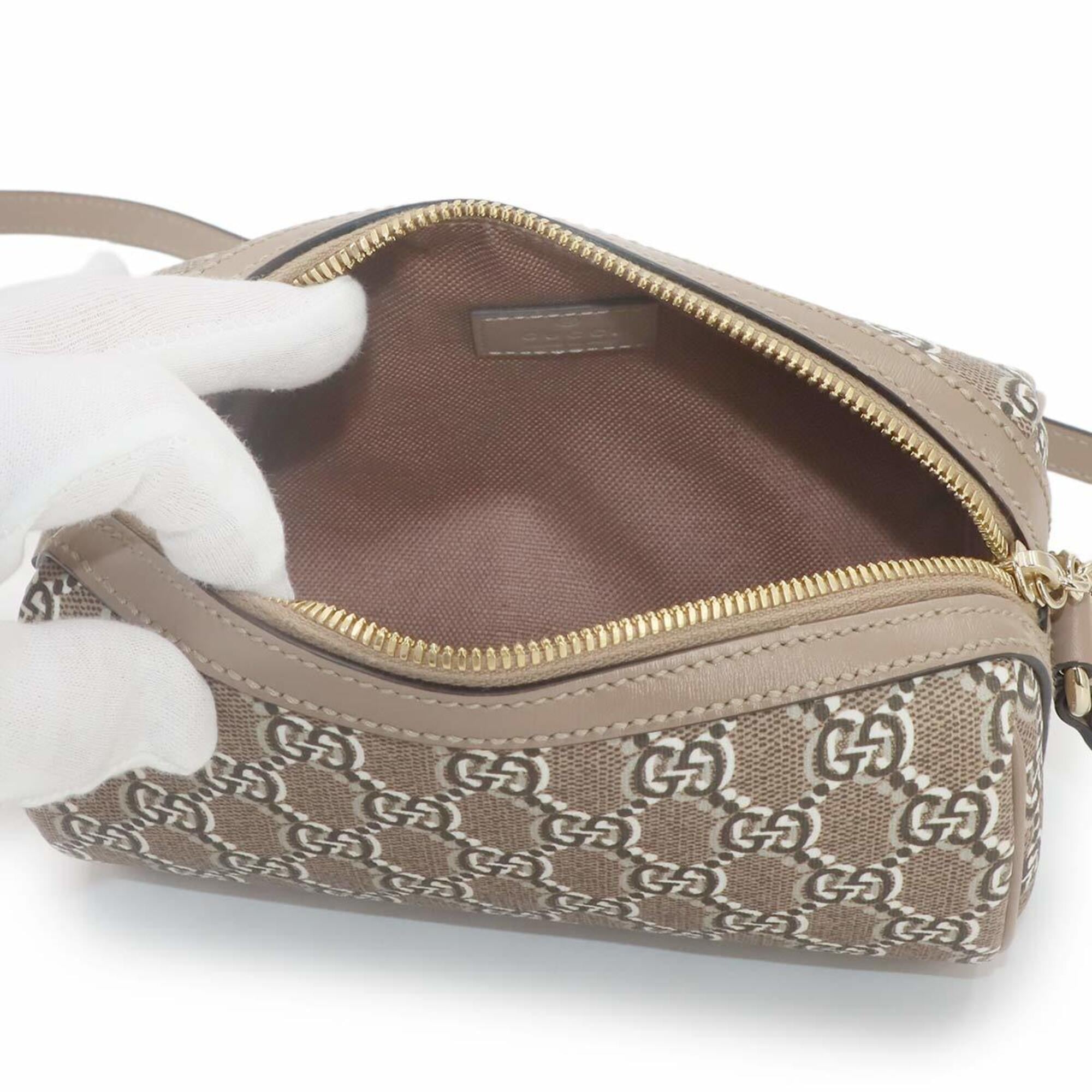 Gucci Beige Gg Supreme Canvas Leather Handbag Shoulder Bag (Pre-Owned)