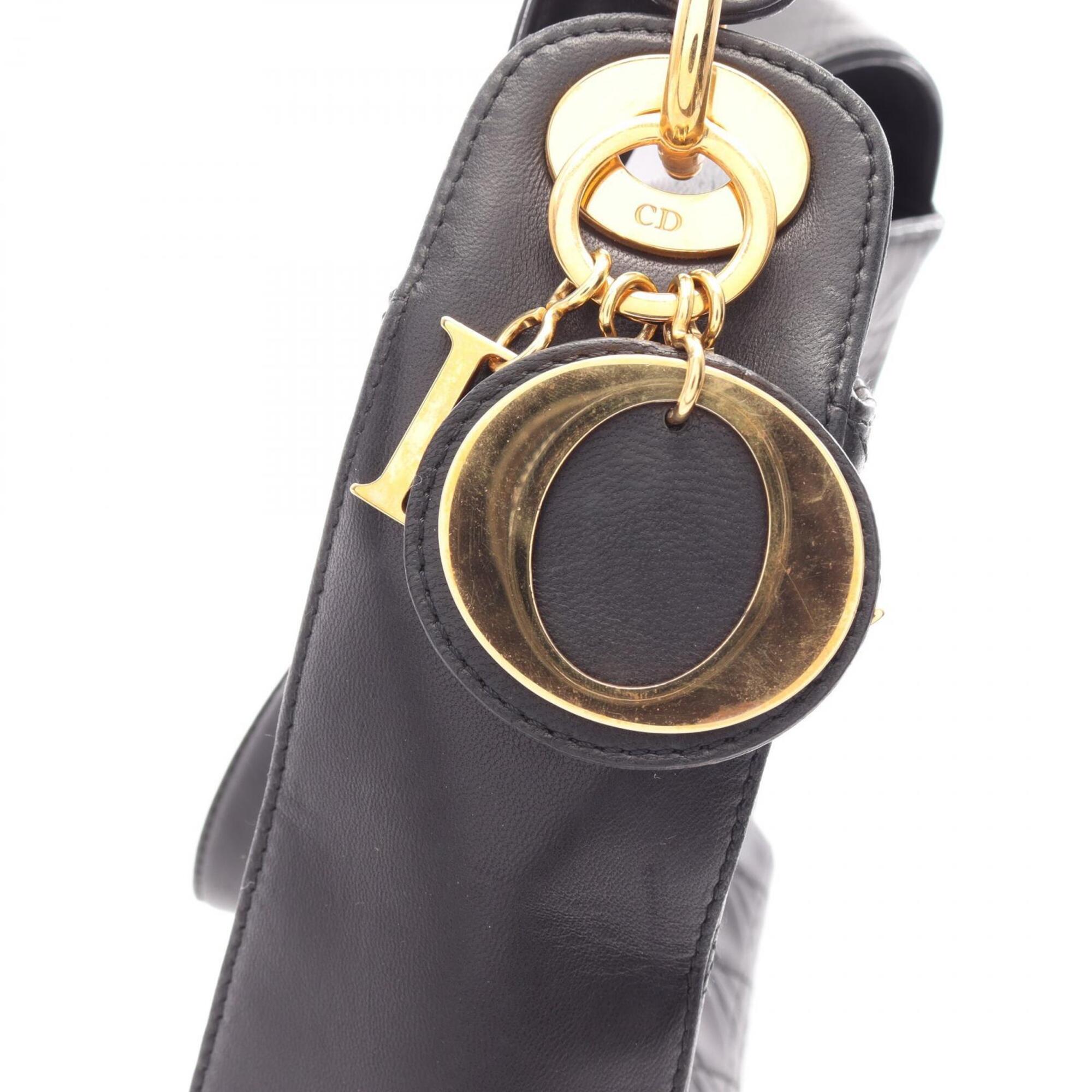 Christian Dior Black Leather Handbag Shoulder Bag (Pre-Owned)