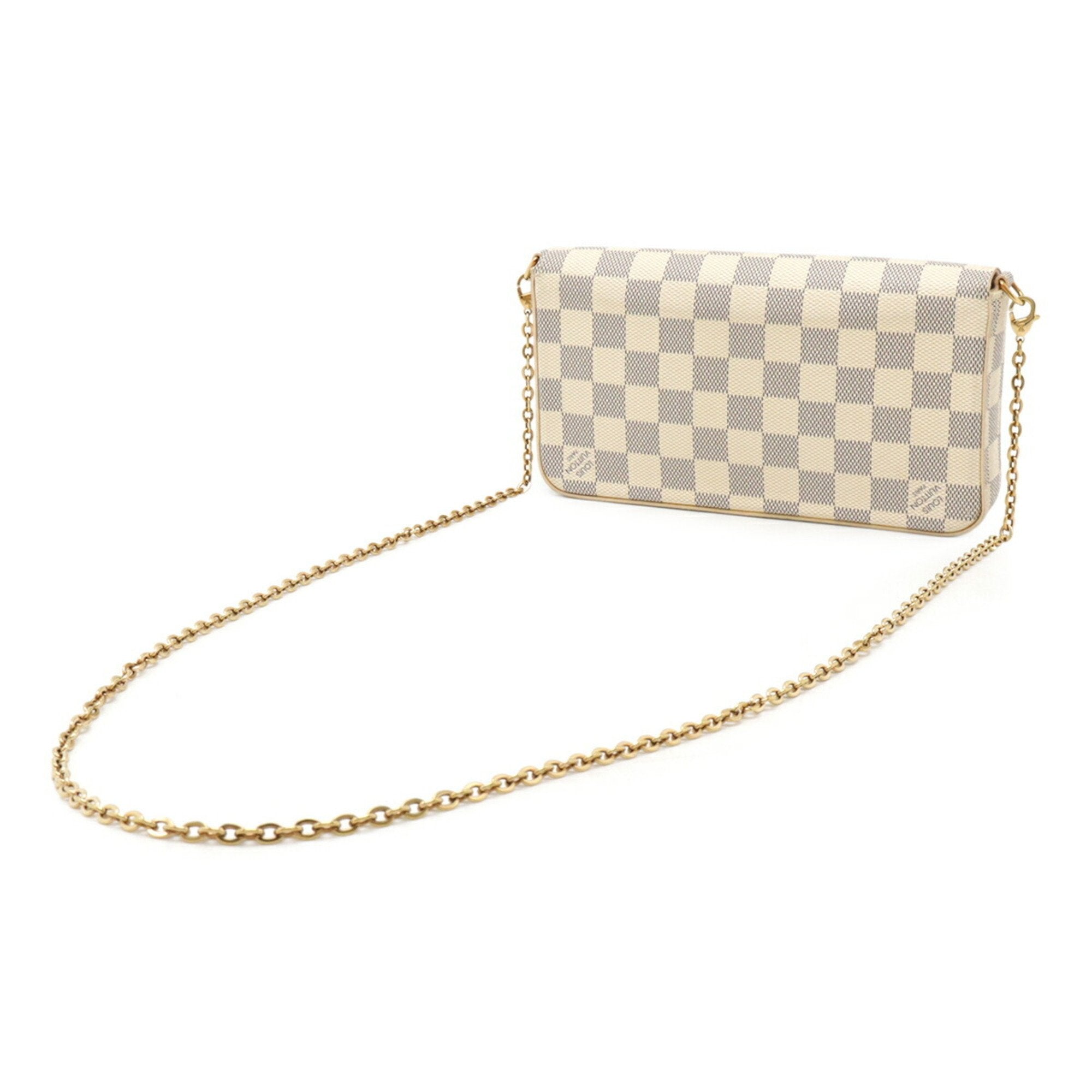 Louis Vuitton Ivory Damier Azur Clutch Bag Pochette Shoulder Bag (Pre-Owned)