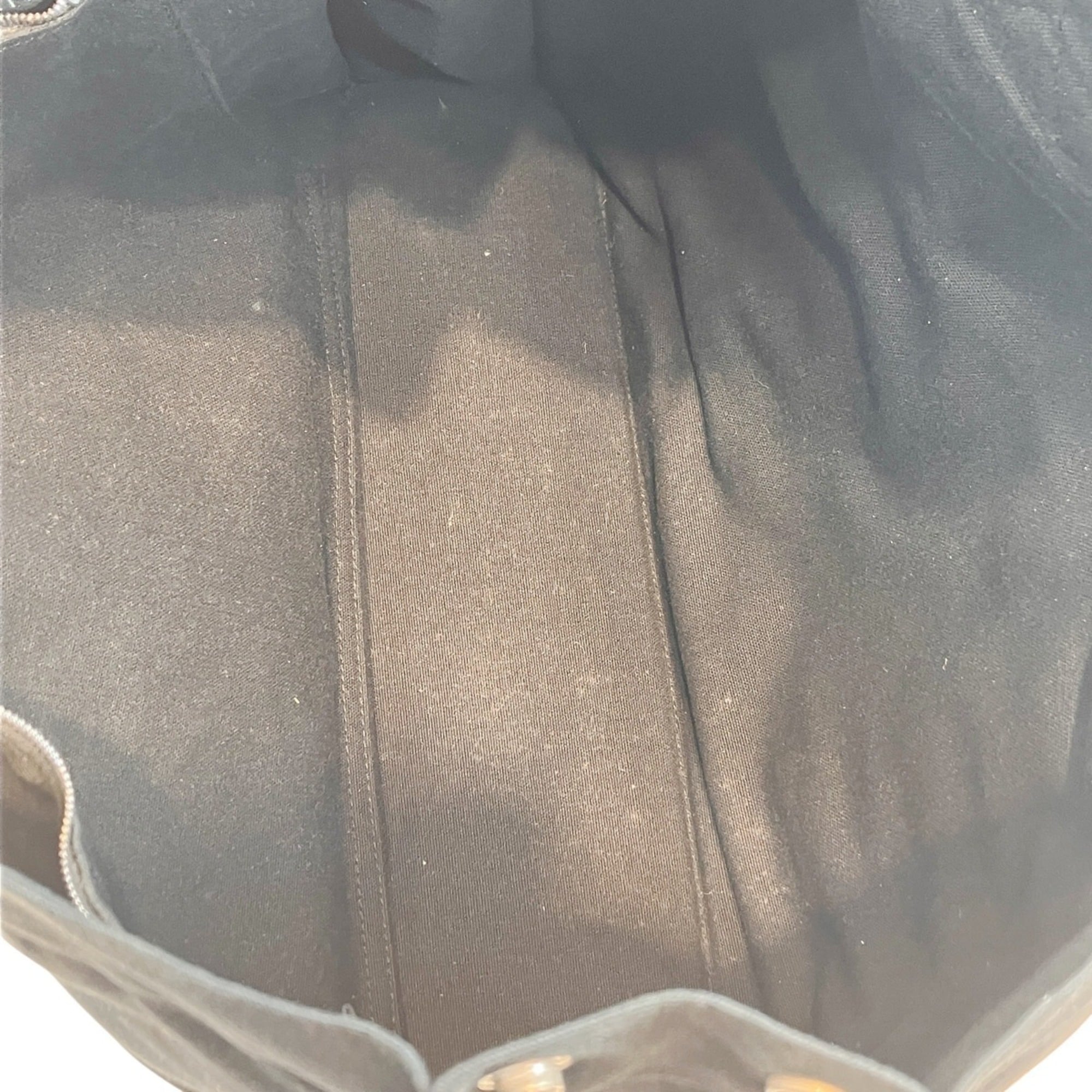 Hermes Black Gray Canvas Tote Bag (Pre-Owned)