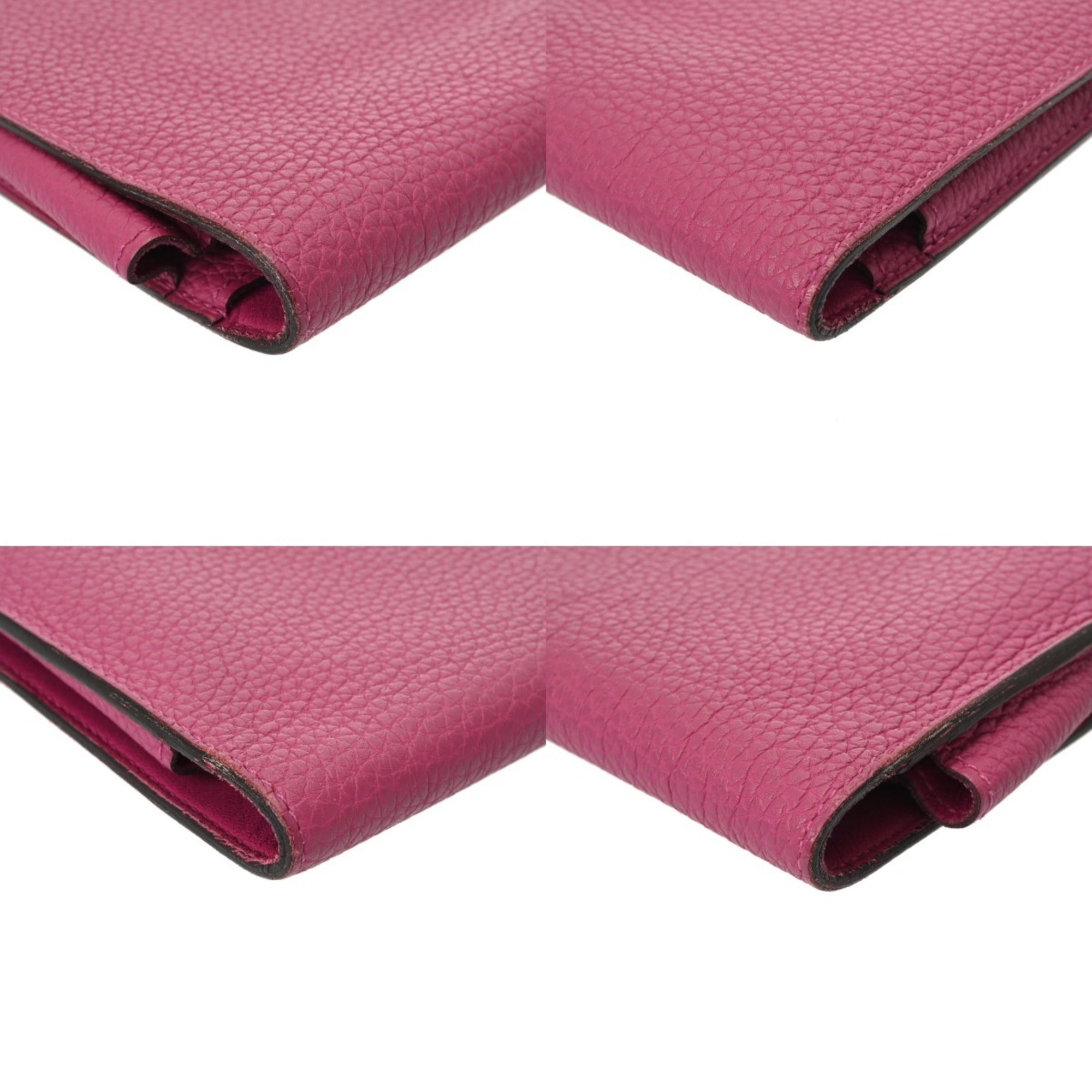 Hermes Dogon Rose Purple Chevre Leather Long Wallet (Bi-Fold) (Pre-Owned)