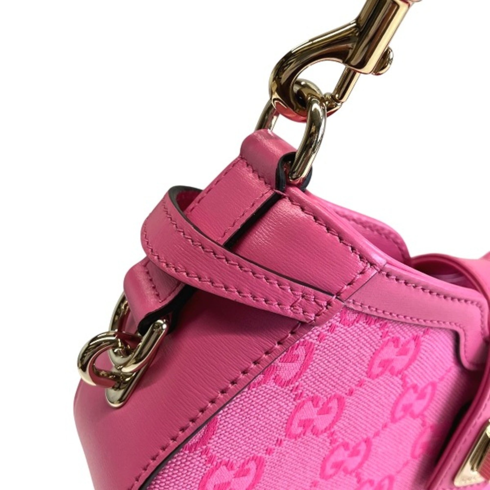 Gucci Pink Gg Canvas Leather Shoulder Bag (Pre-Owned)