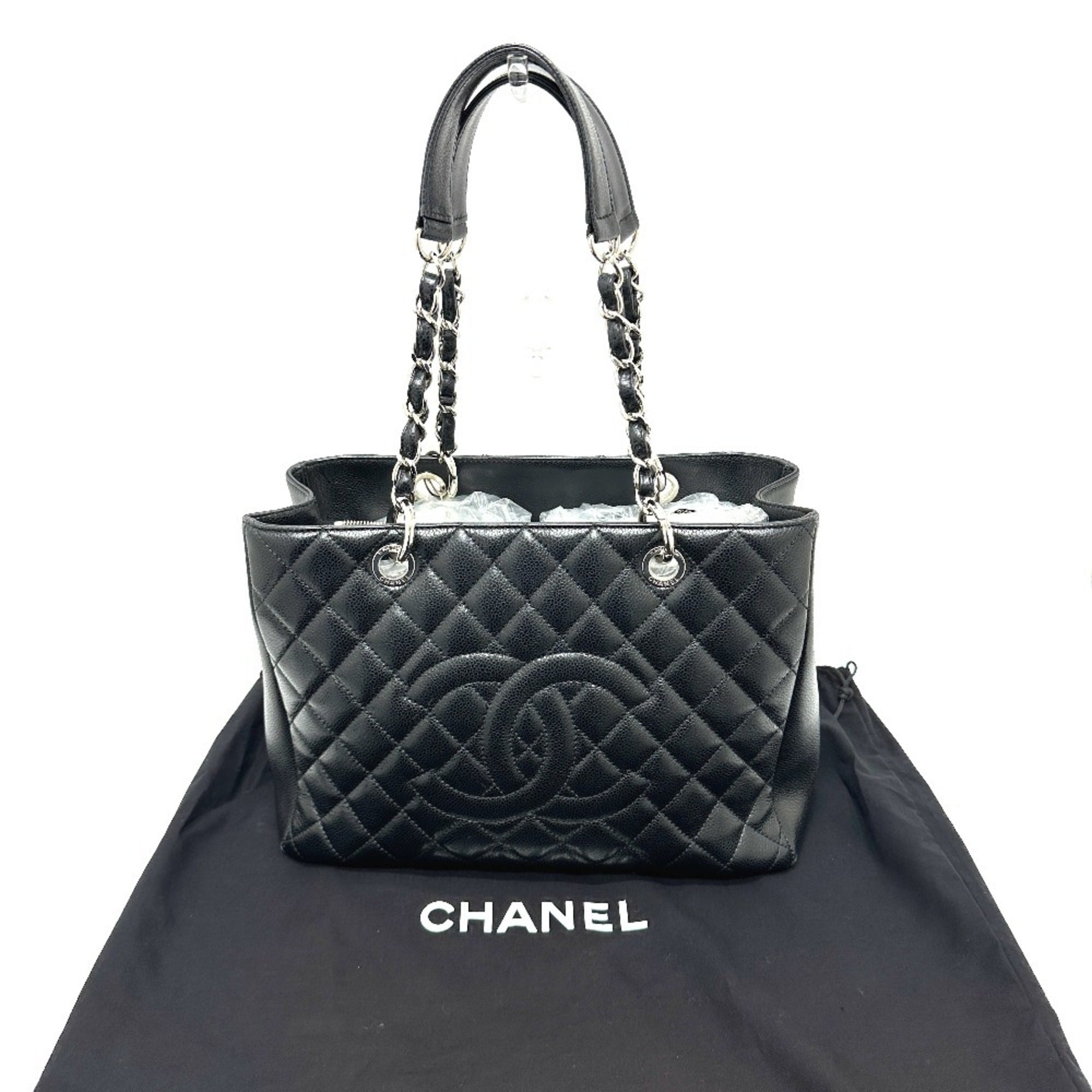 Chanel Black Grained Calfskin Handbag Tote Bag (Pre-Owned)