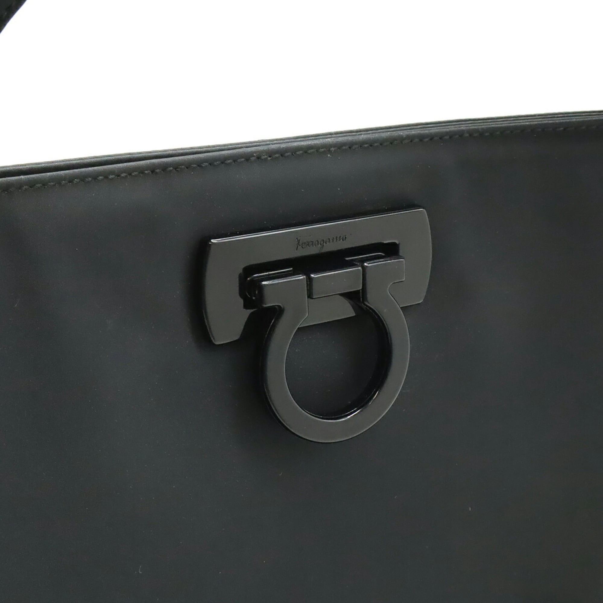 Salvatore Ferragamo Gancini Black Nylon Shoulder Bag Tote Bag (Pre-Owned)