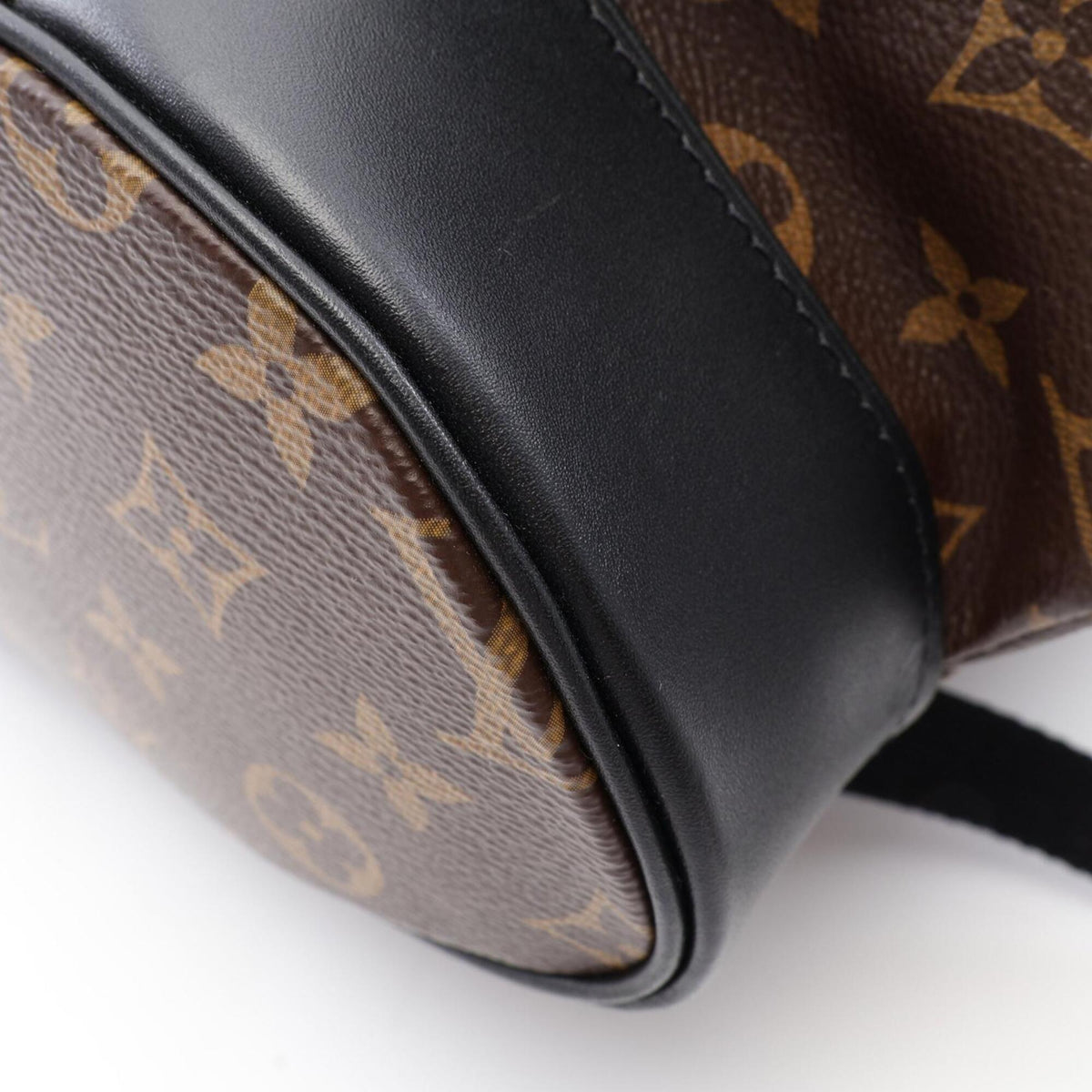 Louis Vuitton Black Brown Coated Canvas Leather Backpack Handbag (Pre-Owned)