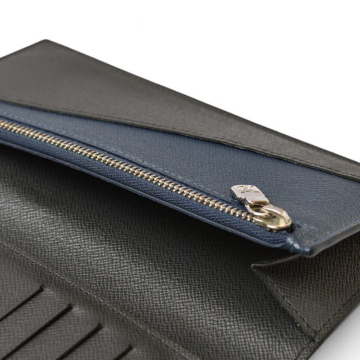 Louis Vuitton Ardoise Navy Leather Long Wallet (Bi-Fold) (Pre-Owned)