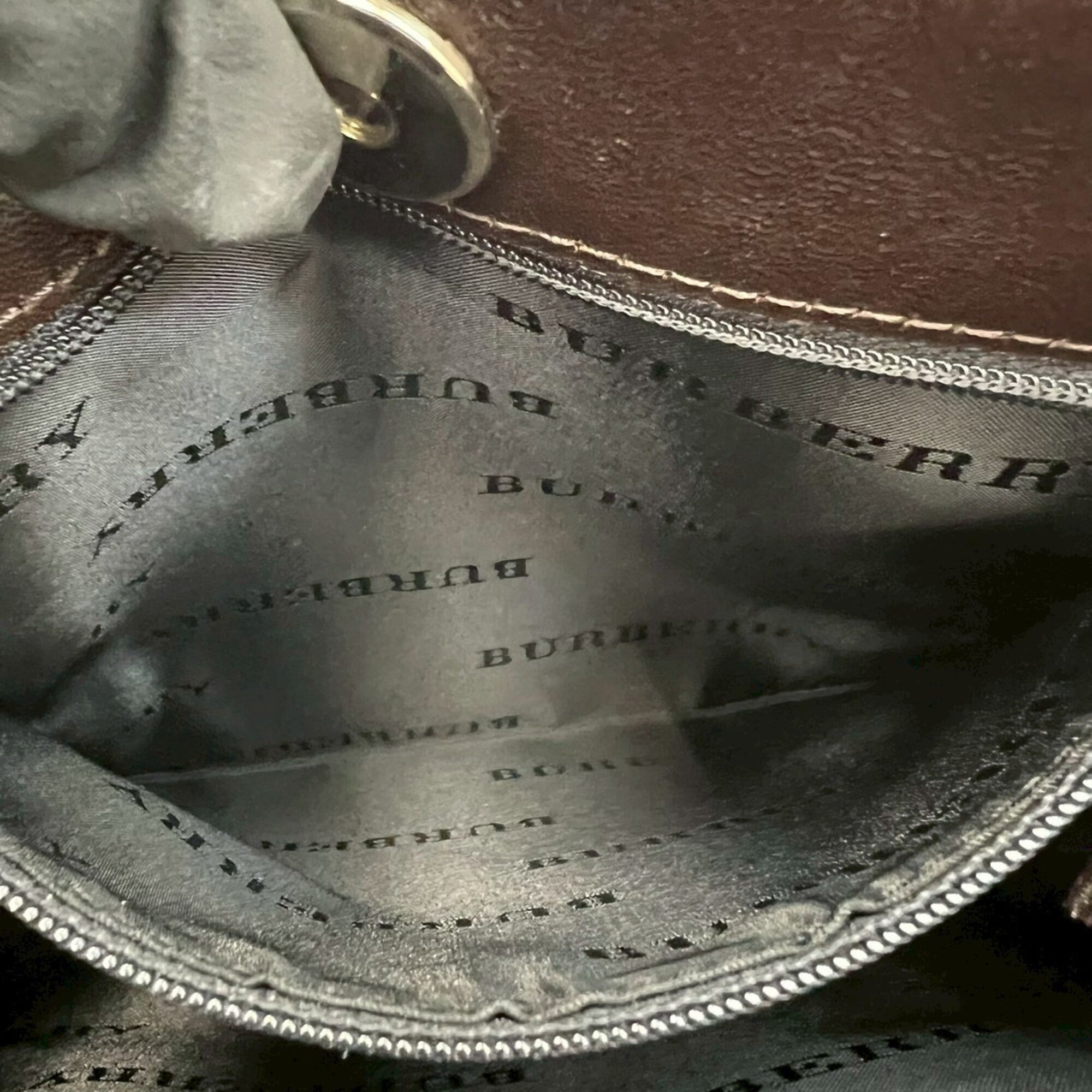 Burberry Beige Brown Canvas Leather Pochette Shoulder Bag (Pre-Owned)