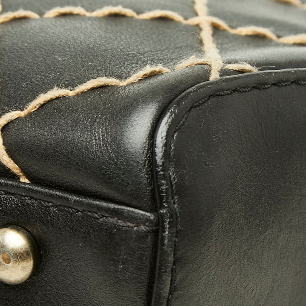 Chanel Black Leather Boston Bag Handbag (Pre-Owned)