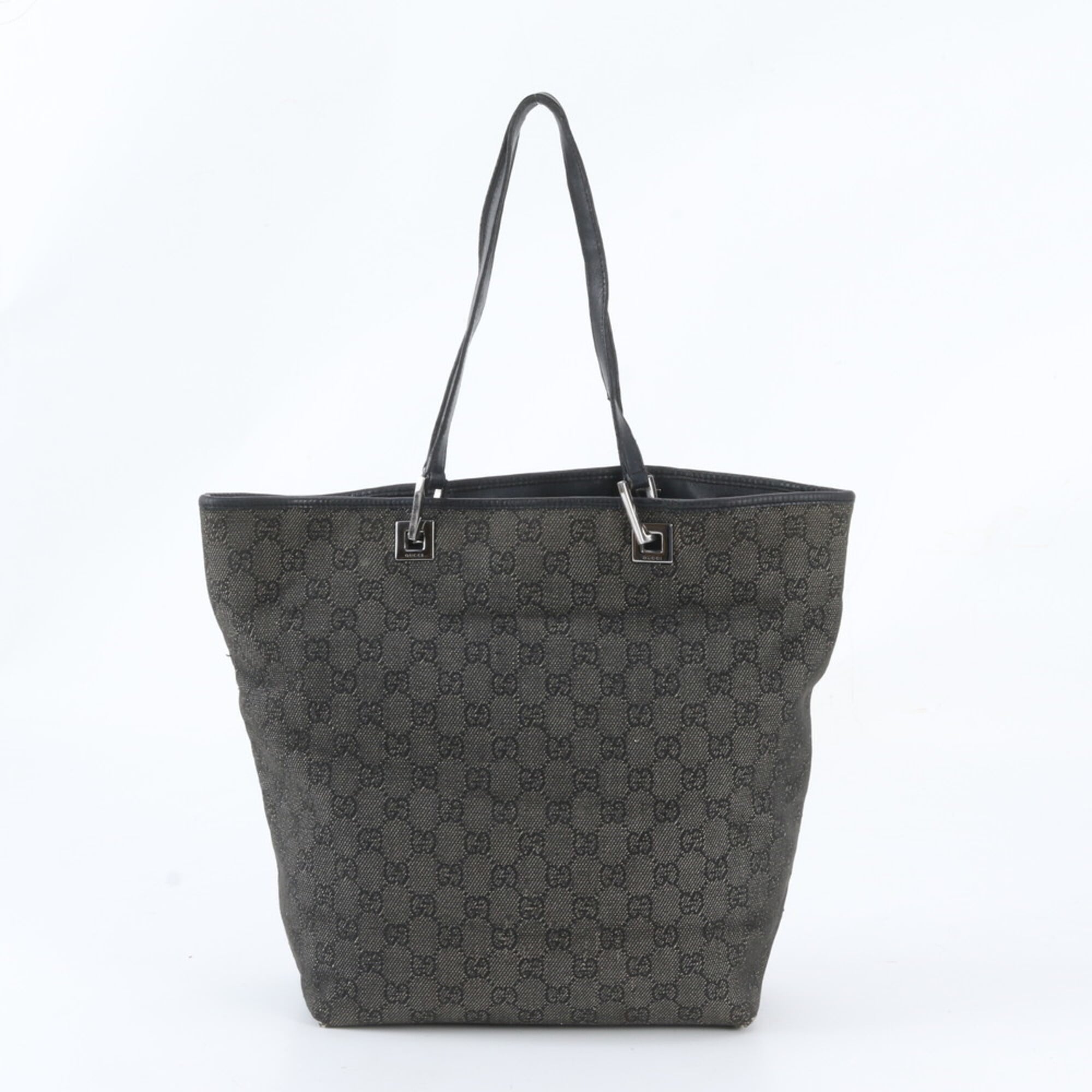 Gucci Black Leather Canvas Handbag Shoulder Bag Tote Bag (Pre-Owned)