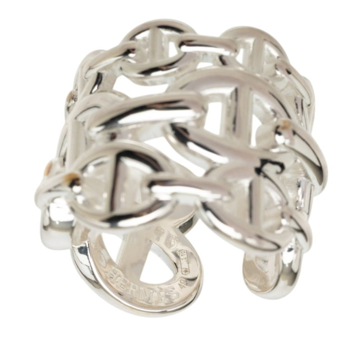 Hermes Silver Silver 925 Band Ring (Pre-Owned)