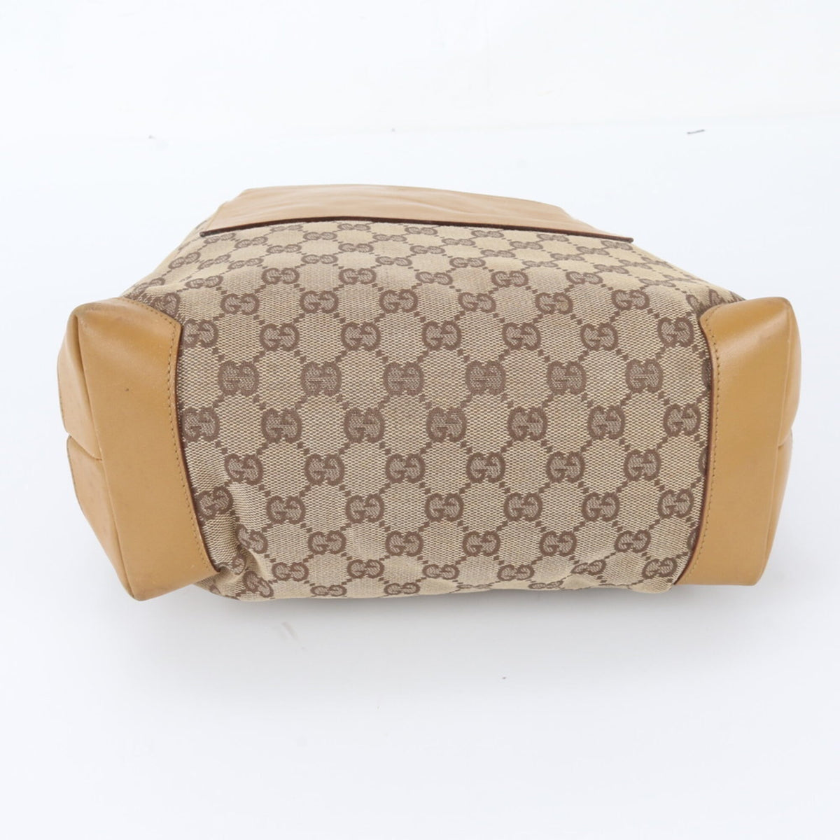 Gucci Brown Leather Canvas Handbag Shoulder Bag Tote Bag (Pre-Owned)