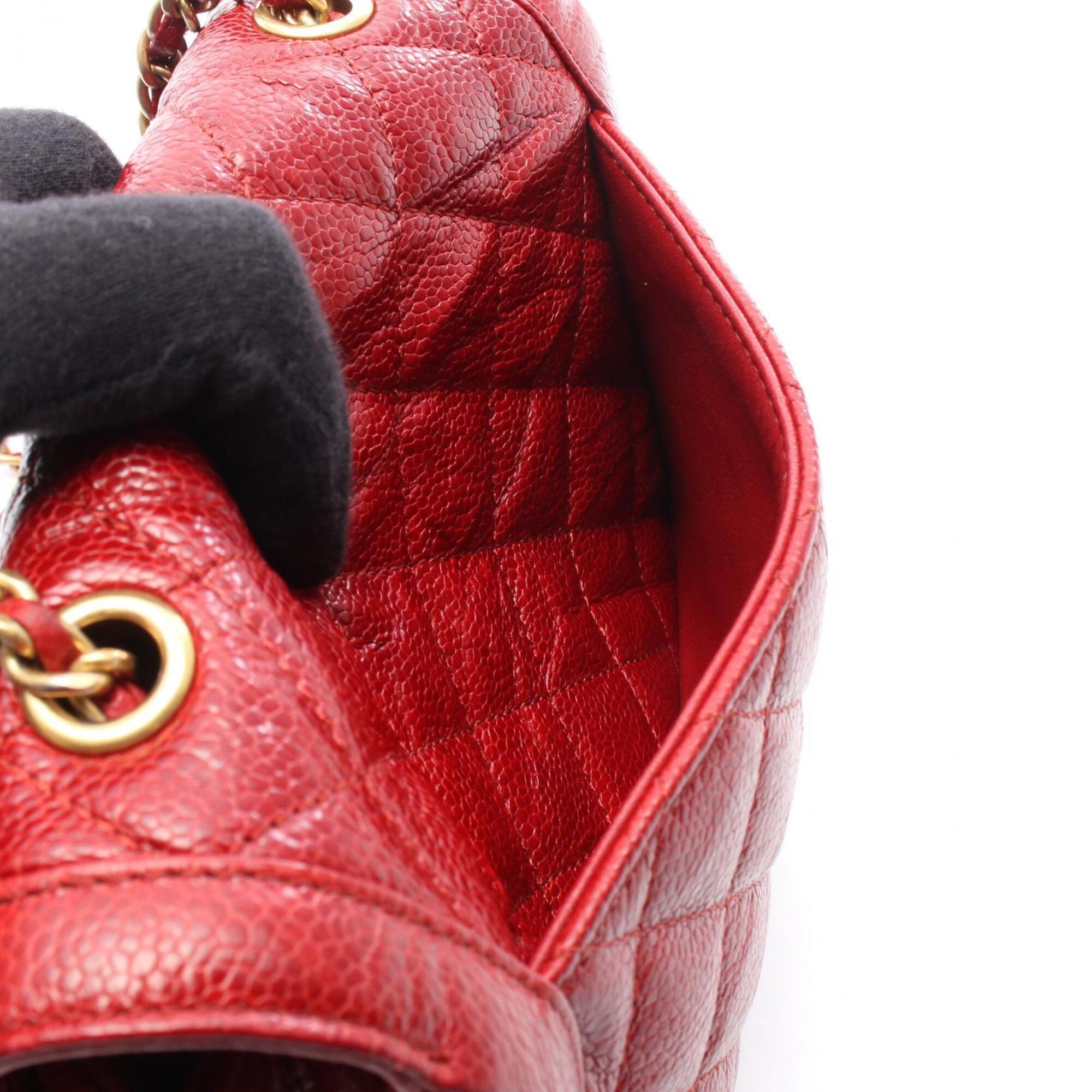 Chanel Red Color Leather Handbag Shoulder Bag (Pre-Owned)