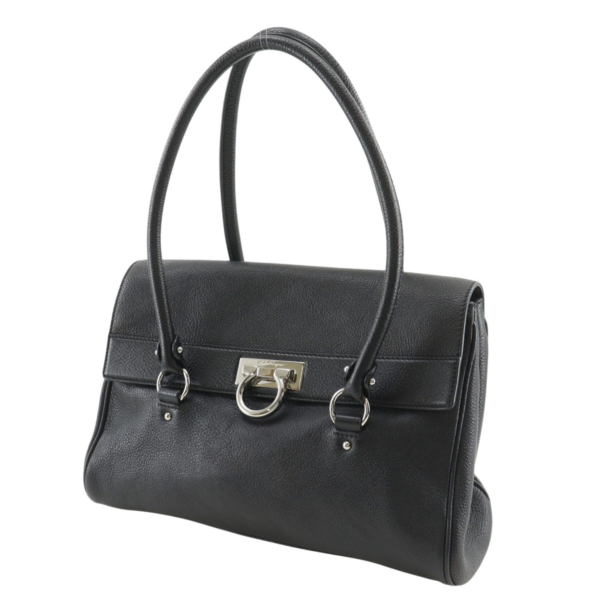 Salvatore Ferragamo Black Leather Tote Bag (Pre-Owned)