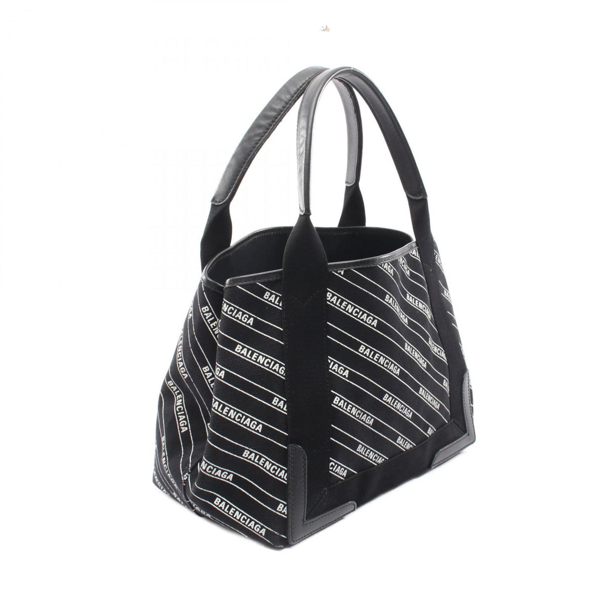 Balenciaga Black White Canvas Leather Handbag Tote Bag (Pre-Owned)