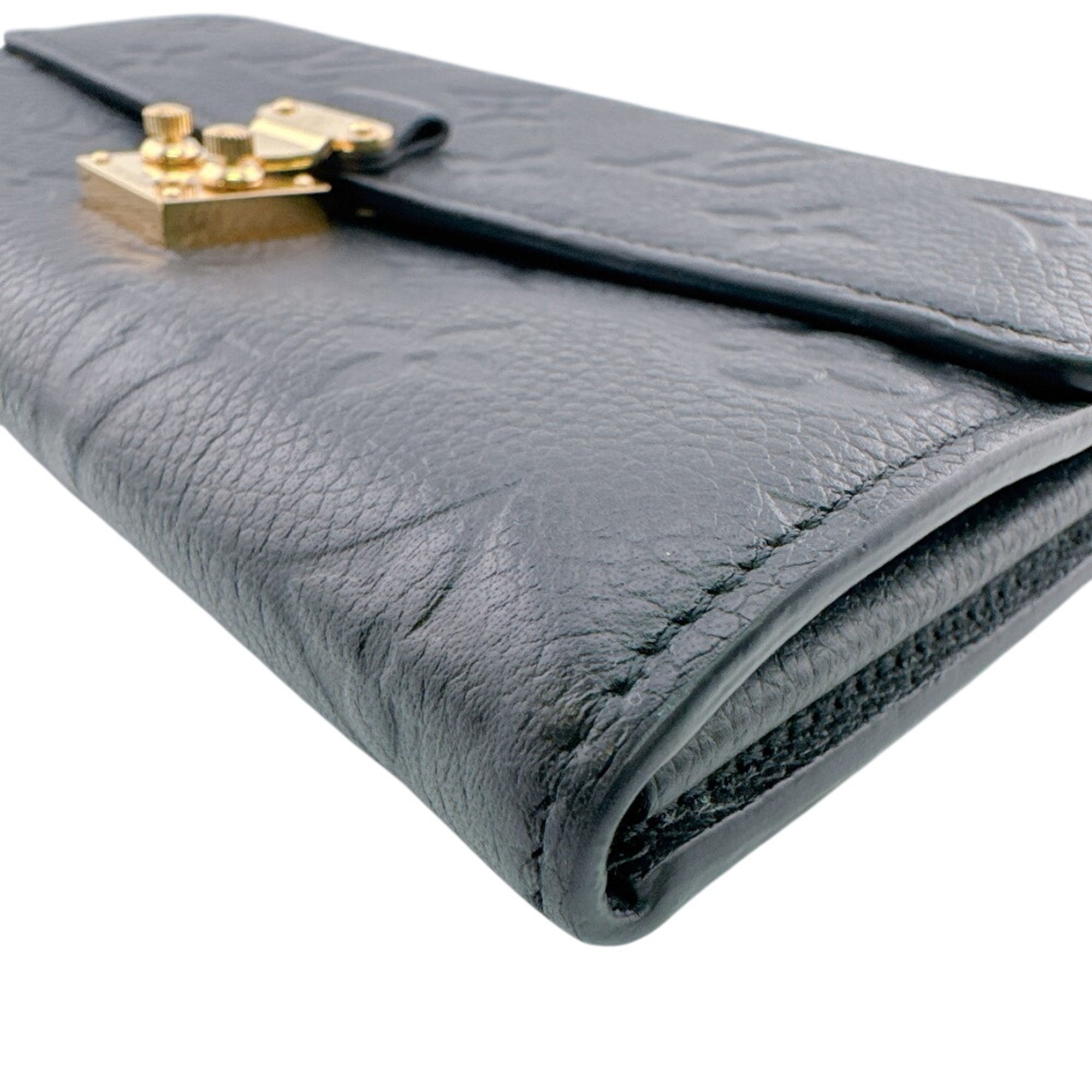 Louis Vuitton Black Leather Long Wallet (Bi-Fold) (Pre-Owned)