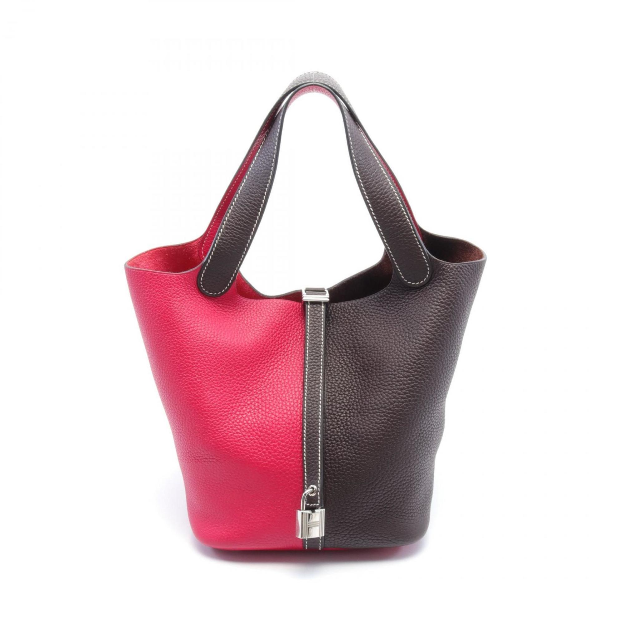 Hermes Brown Pink Taurillon Clemence Leather Handbag (Pre-Owned)