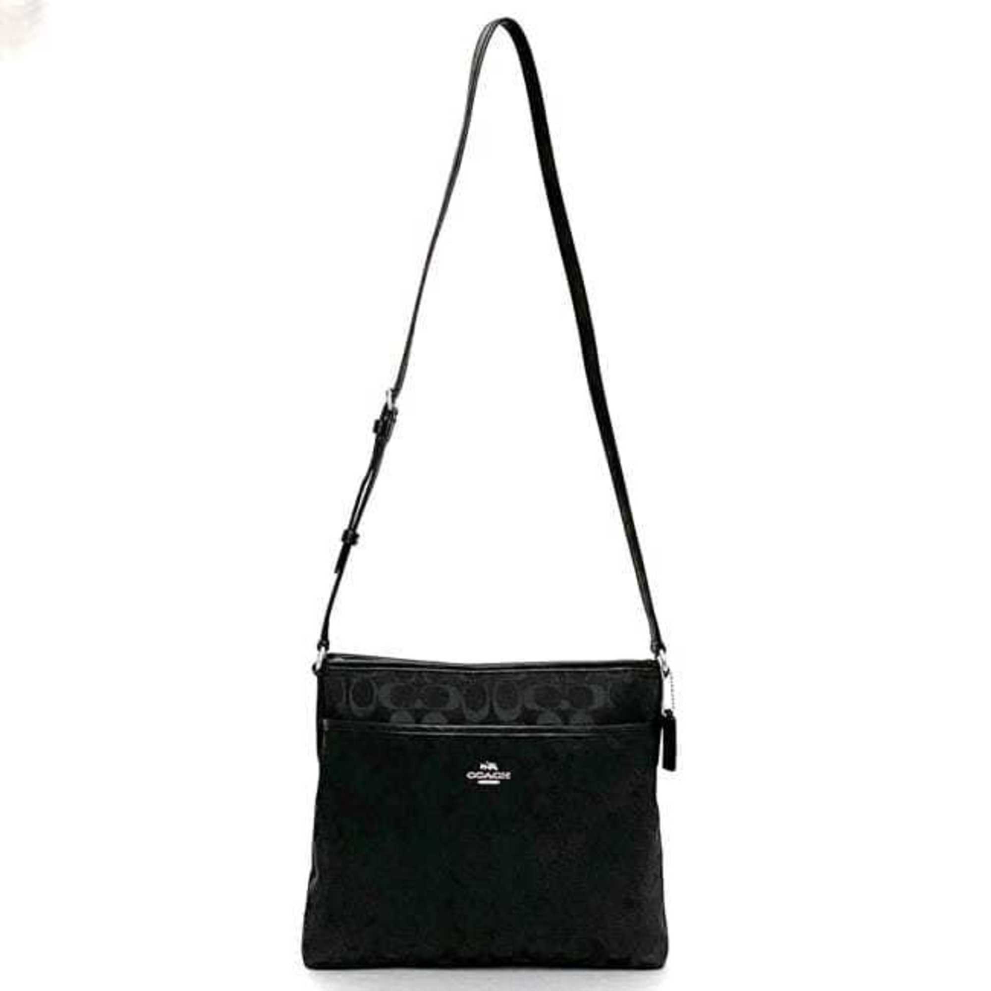 Coach Black Canvas Leather Shoulder Bag (Pre-Owned)