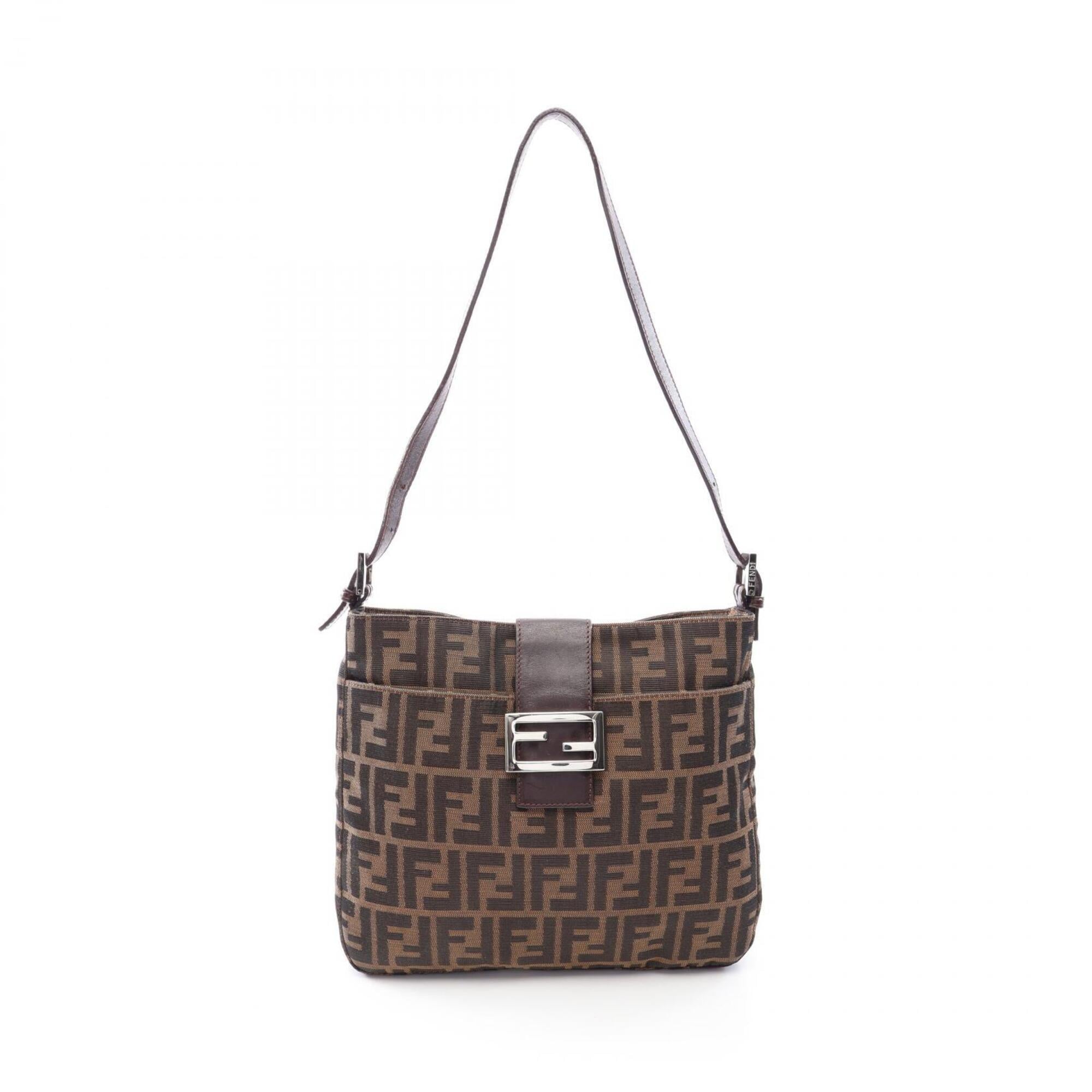 Fendi Brown Canvas Leather Handbag Shoulder Bag (Pre-Owned)