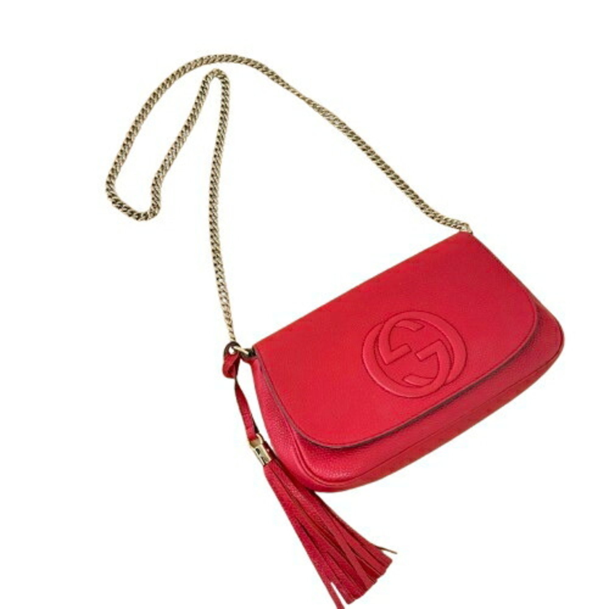 Gucci Soho Red Color Leather Shoulder Bag (Pre-Owned)