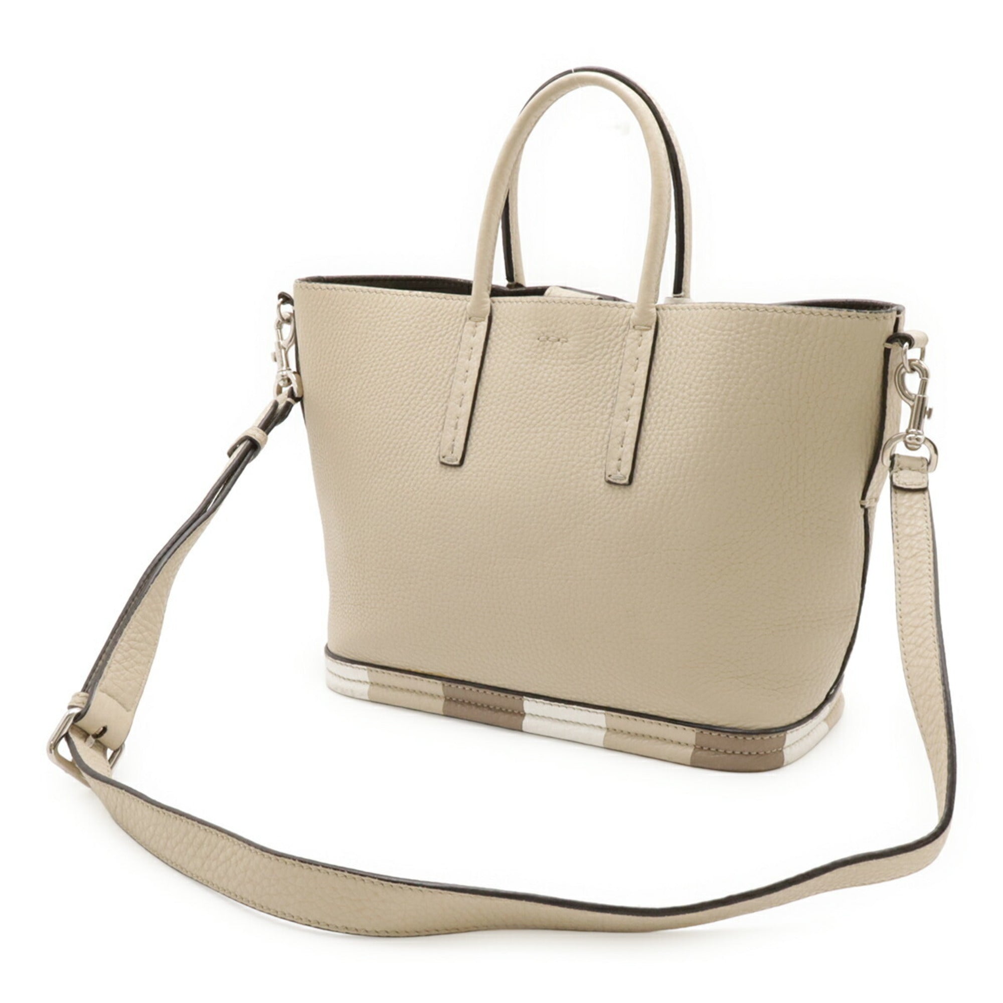 Fendi Beige Sand Leather Handbag Shoulder Bag (Pre-Owned)