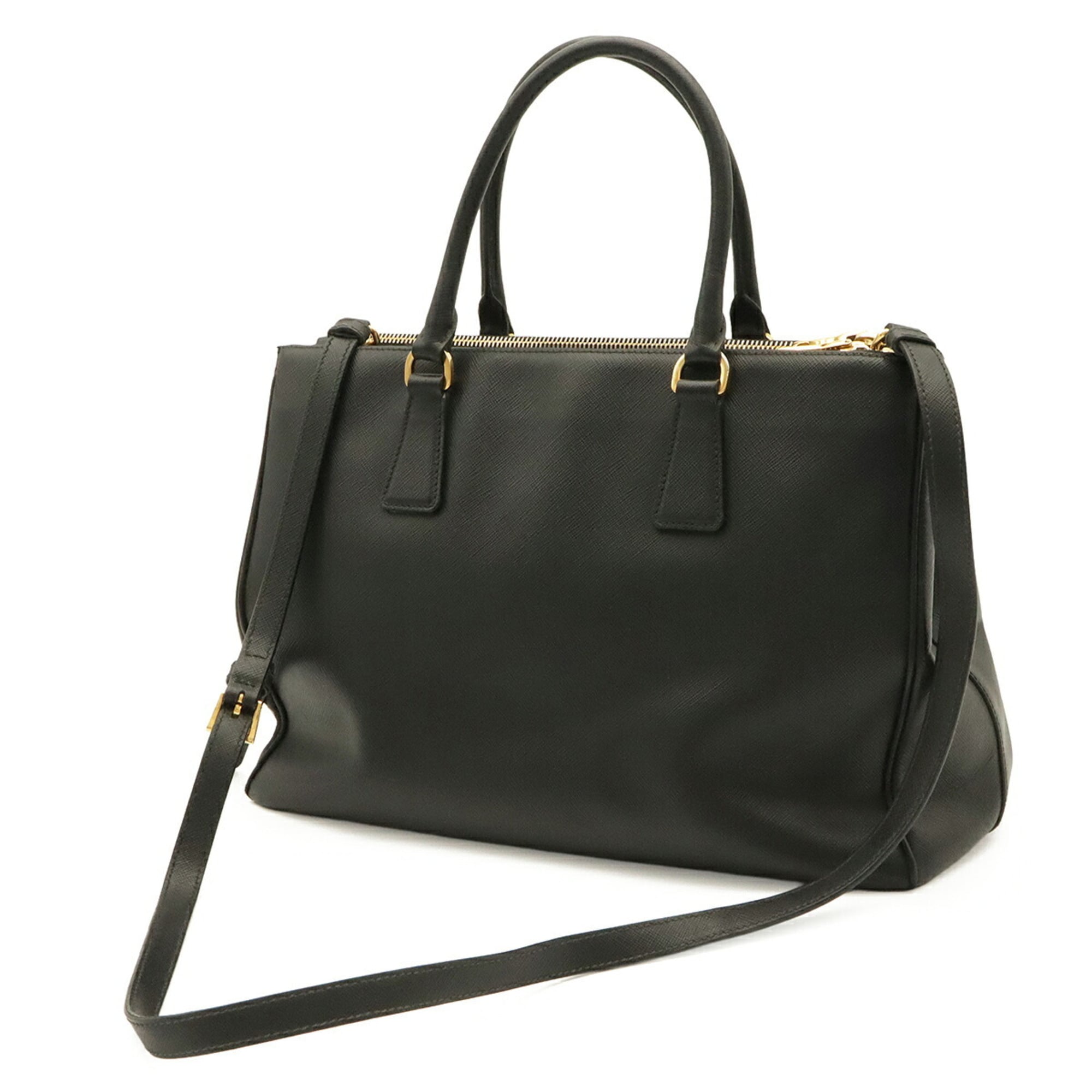 Prada Saffiano Black Nero Leather Handbag Shoulder Bag (Pre-Owned)