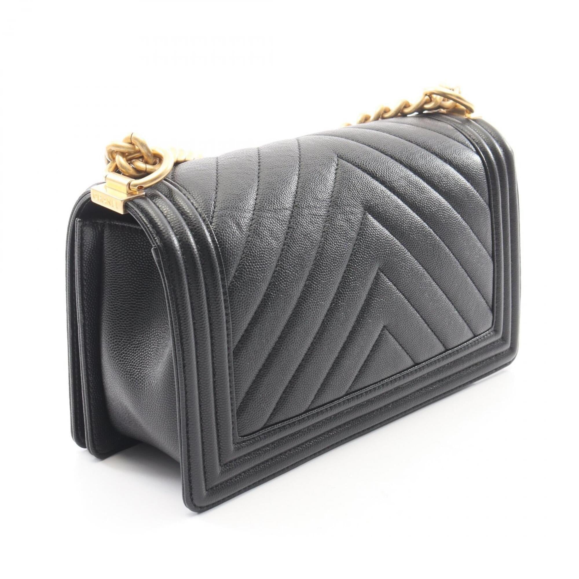 Chanel Black Grained Calfskin Handbag Shoulder Bag (Pre-Owned)