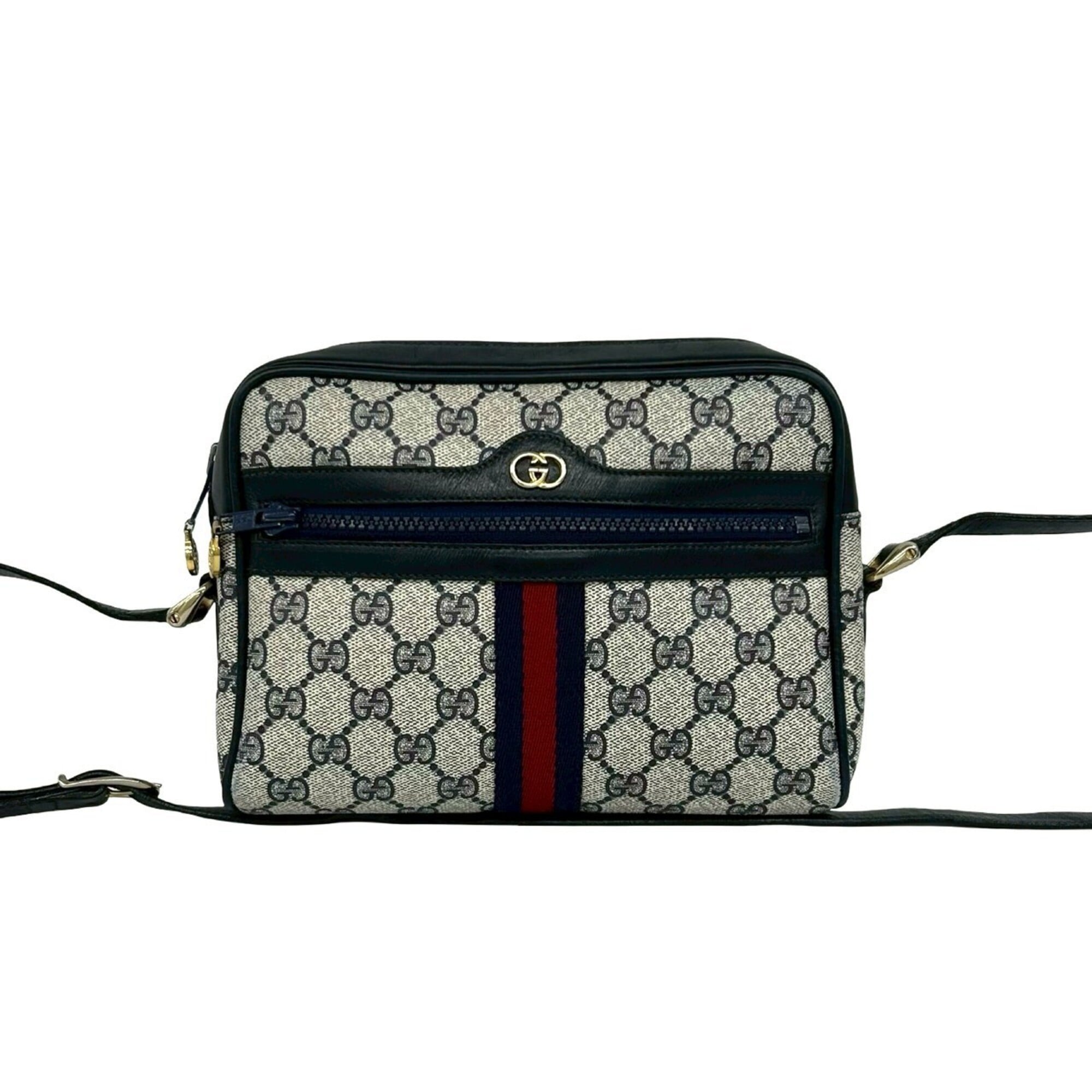 Gucci Navy Red Color Leather Pvc Pochette Shoulder Bag (Pre-Owned)