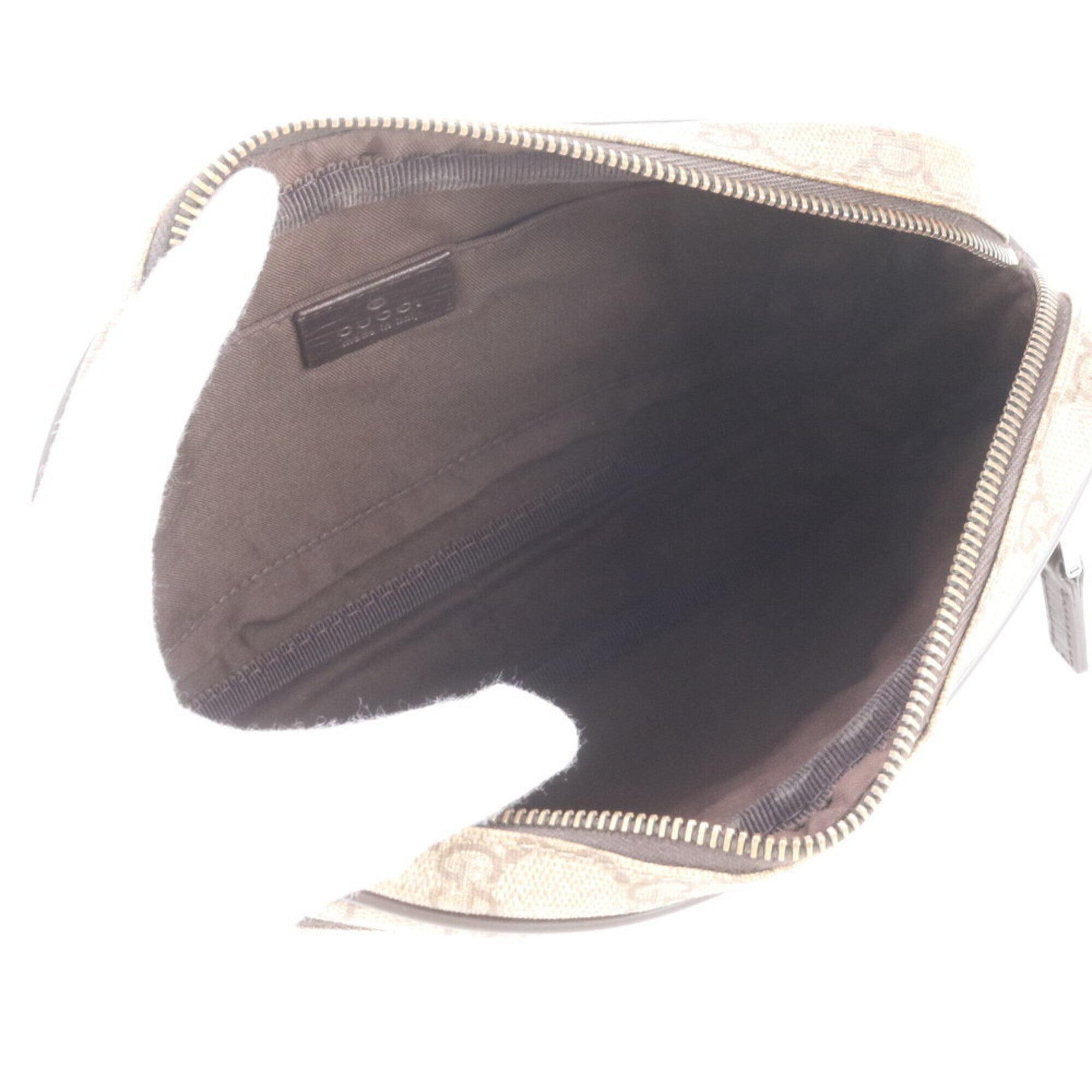 Gucci Brown Leather Coated Canvas Clutch Bag Pouch (Pre-Owned)