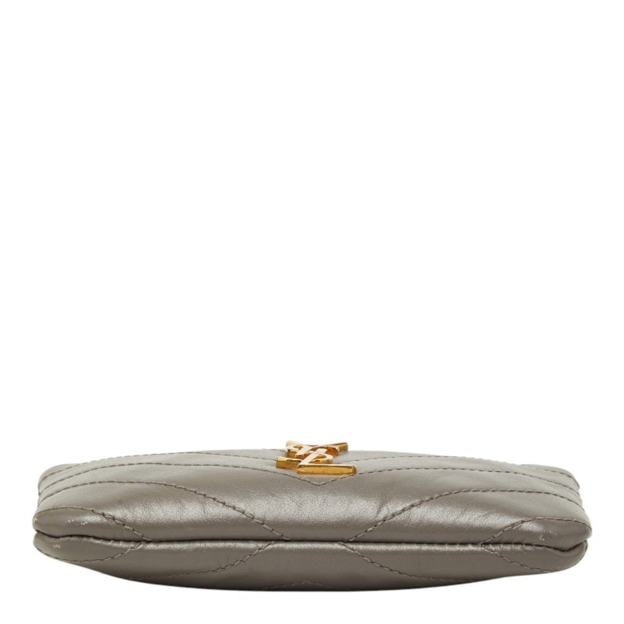 Saint Laurent Gray Leather Long Wallet (Bi-Fold) (Pre-Owned)