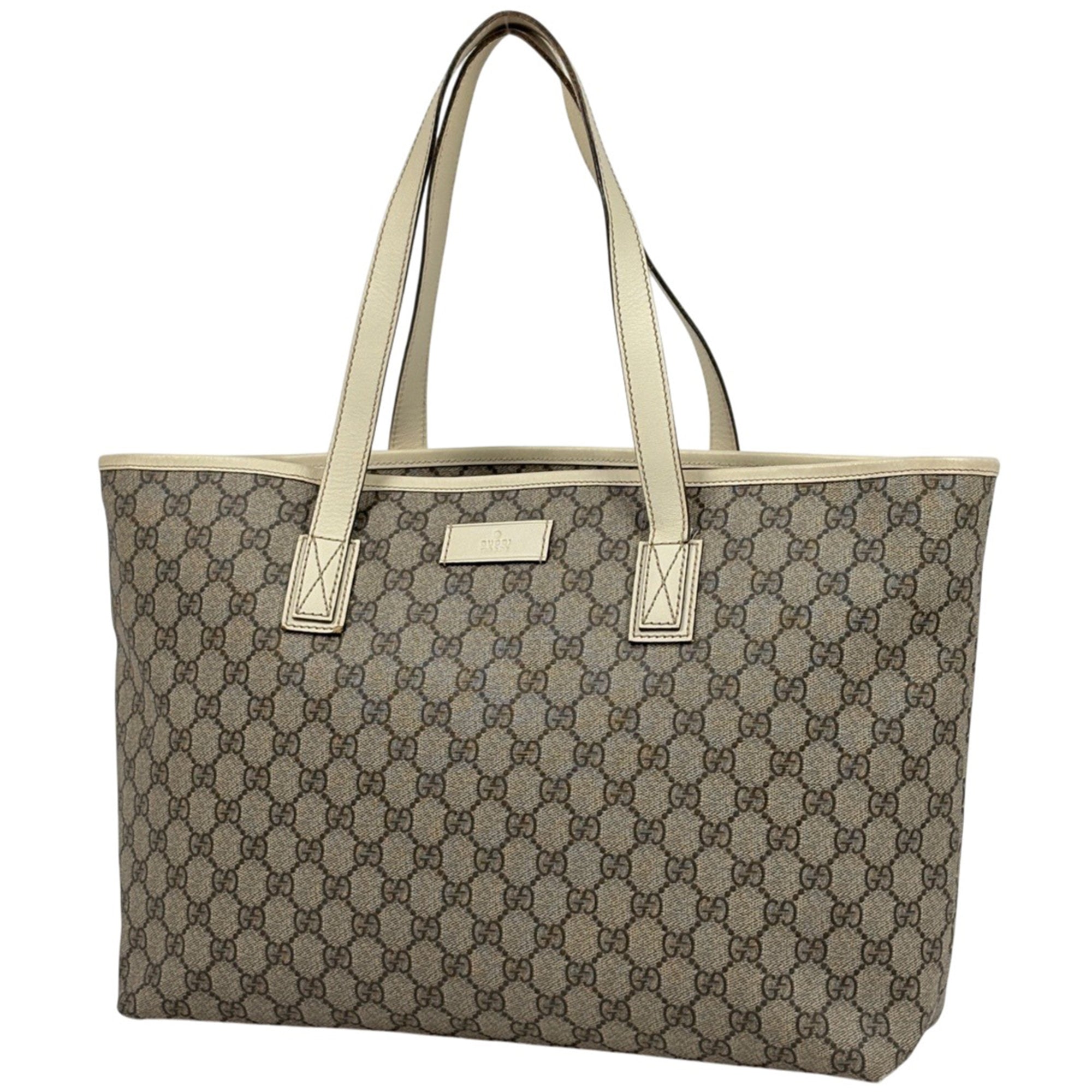 Gucci Beige Ivory Coated Canvas Shoulder Bag Tote Bag (Pre-Owned)