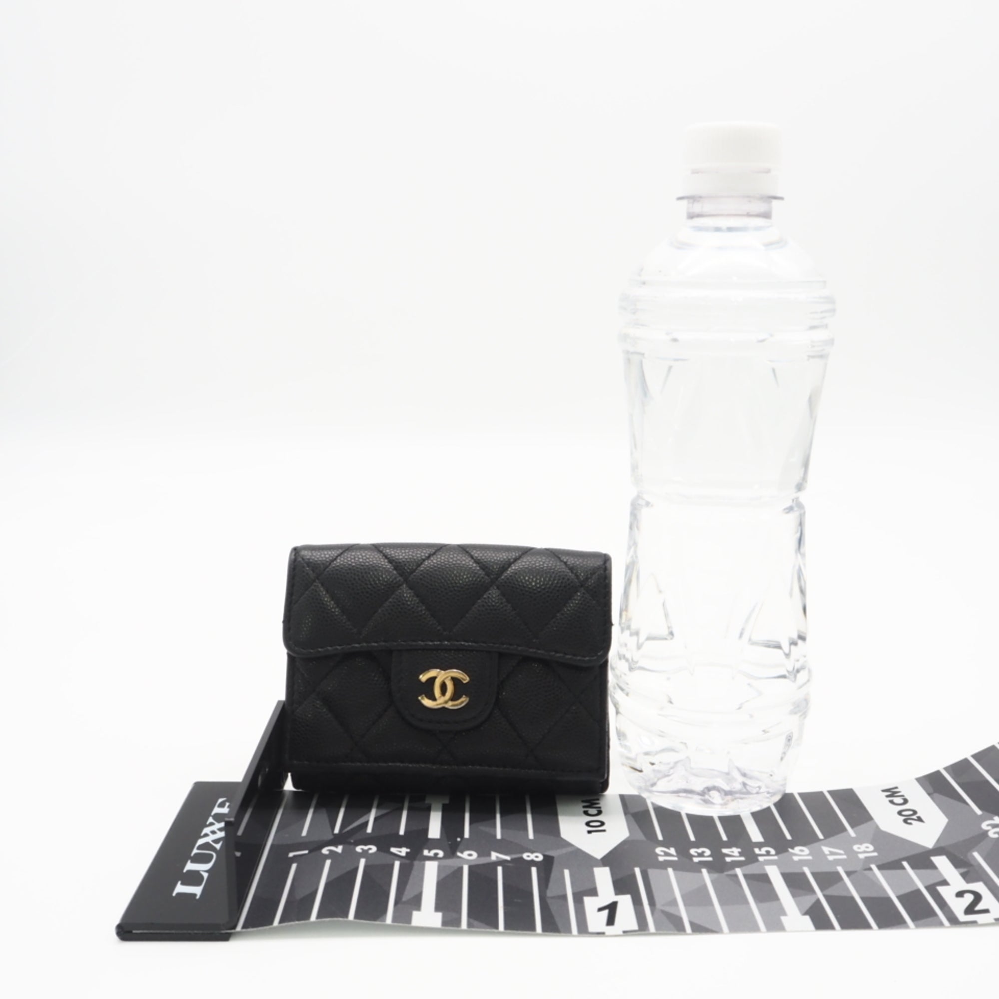 Chanel Black Grained Calfskin Wallet (Tri-Fold) (Pre-Owned)