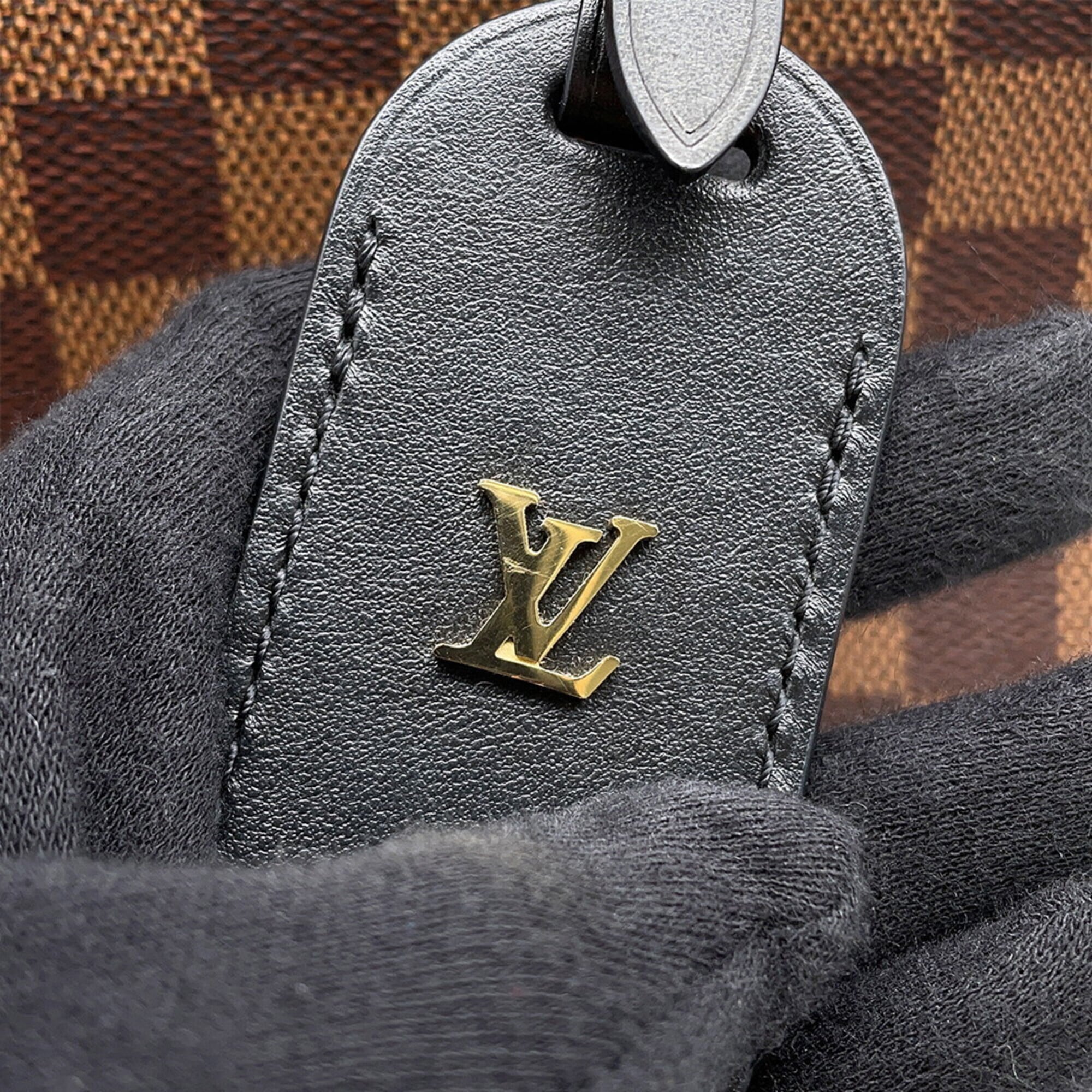 Louis Vuitton Black Damier Canvas Ebene Noir Exotic Leather Handbag Shoulder Bag (Pre-Owned)