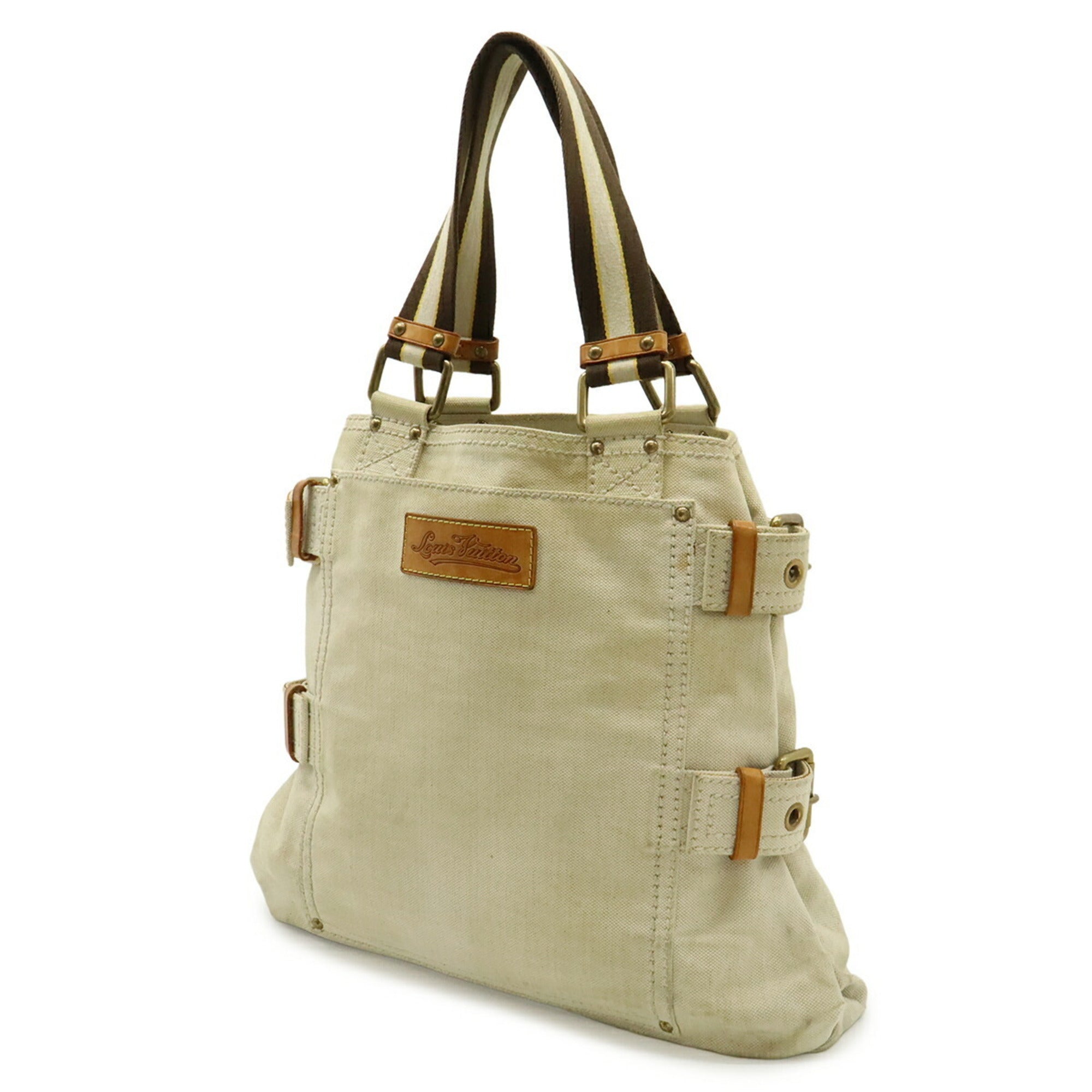 Louis Vuitton Natural Yellow Canvas Shoulder Bag Tote Bag (Pre-Owned)