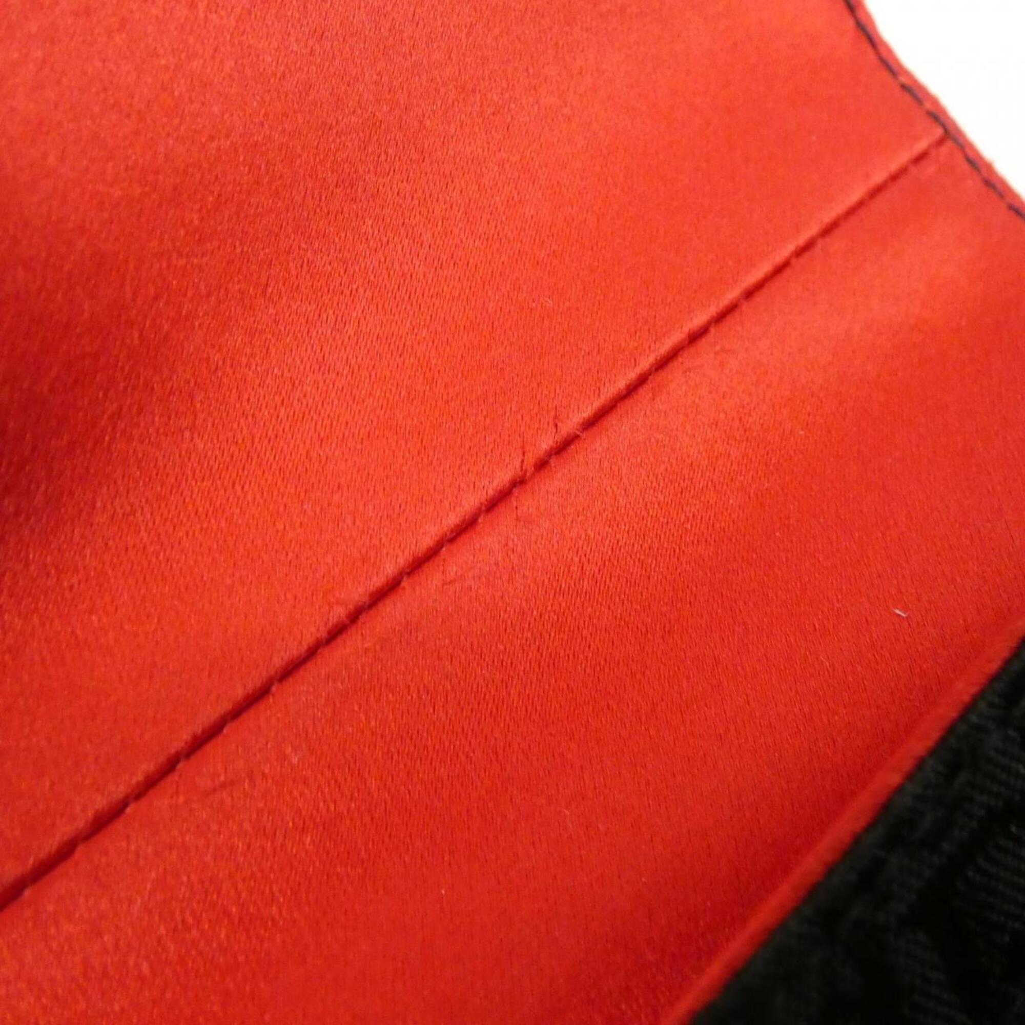 Christian Dior Black Red Color Satin Handbag (Pre-Owned)